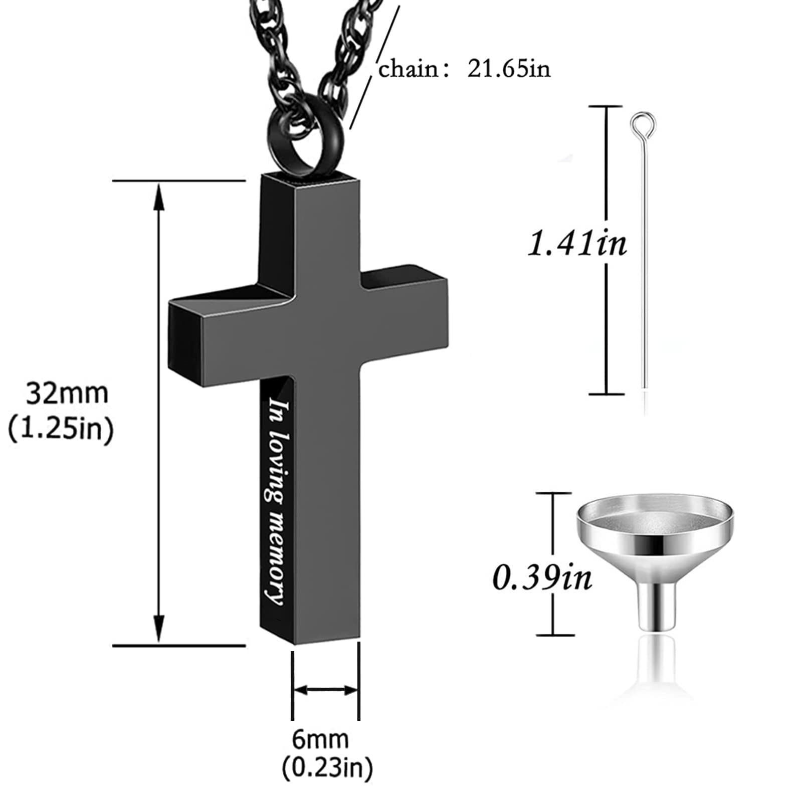 Stainless Steel Cremation Cross Urn Necklace for Ashes - Set of 6 Memorial Pendants for Human & Pet Ashes - Keepsake Jewelry for Loved Ones - Perfect for Memorial Services, Funerals & Keeping Memories Close