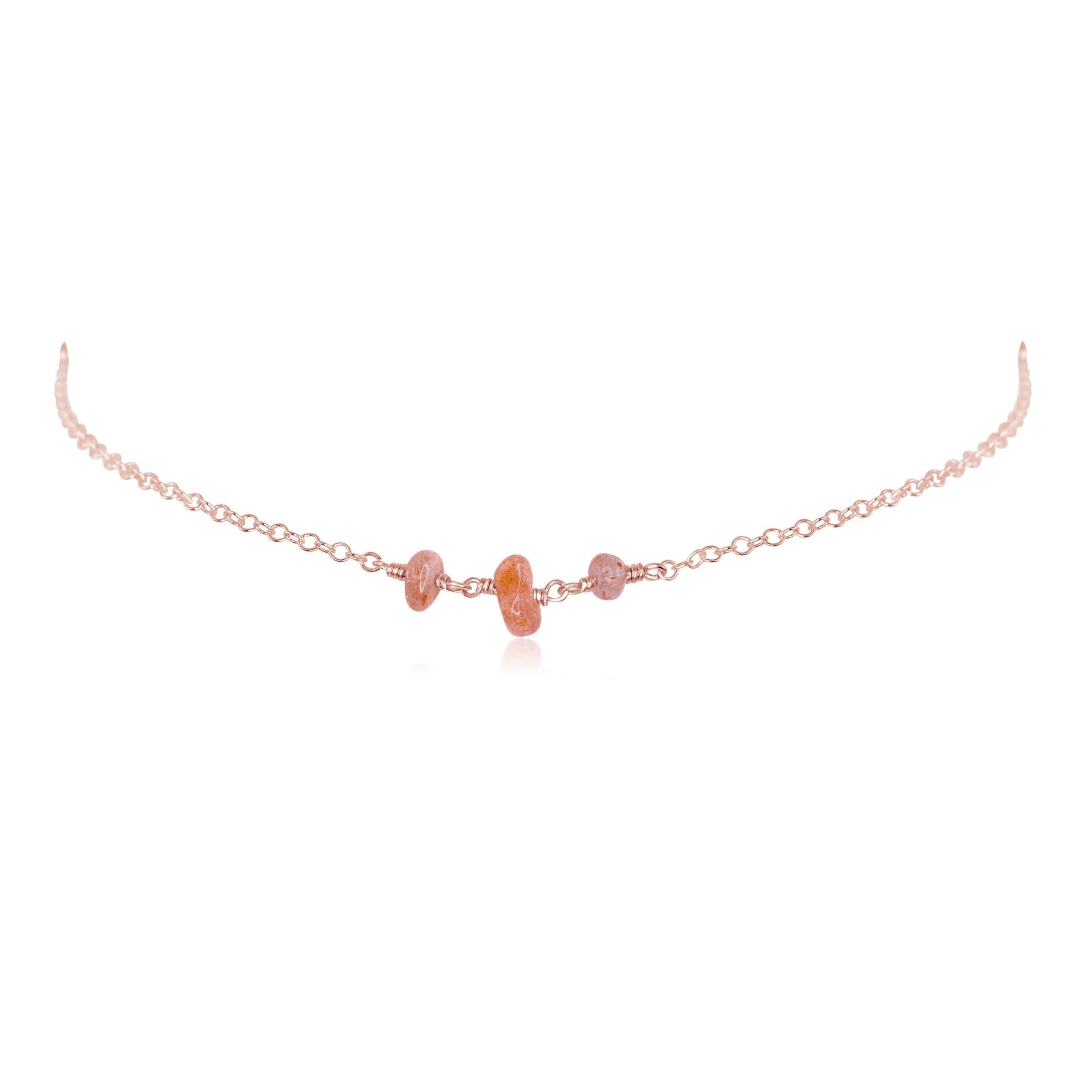 Sunstone Beaded Choker Necklace for Women - Boho Crystal Gemstone Jewelry - Perfect for Parties, Weddings & Everyday Wear