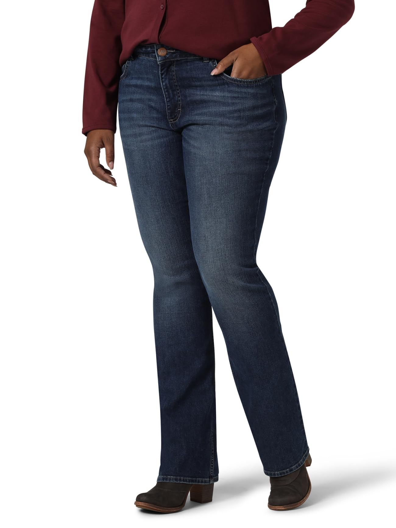 Riders by Lee Indigo Women's Midrise Bootcut Jeans - Comfortable Stretch Denim Pants for Casual Wear & Everyday Outfits