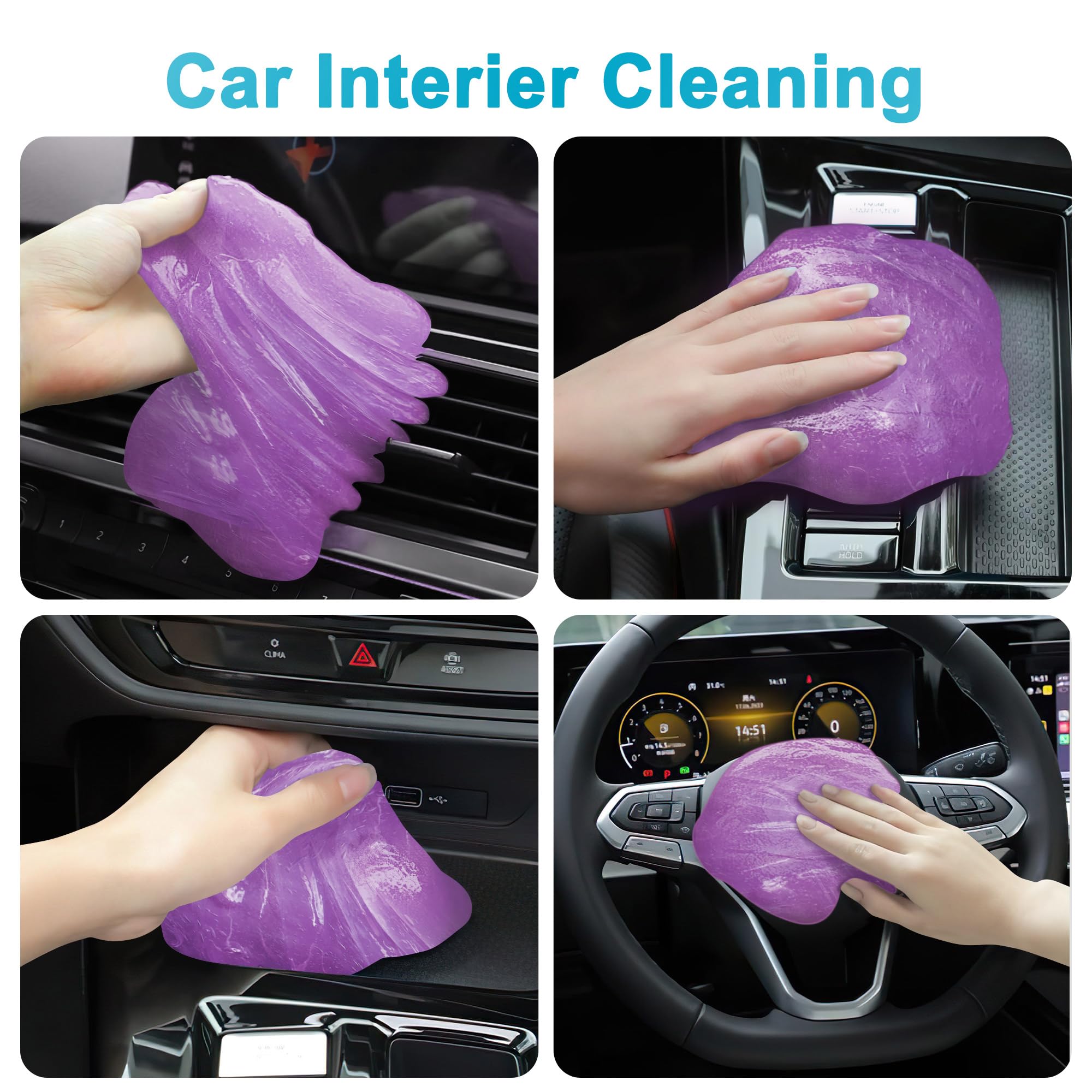 FiveJoy Car Cleaning Gel Kit - Universal Reusable Auto Detailing Putty for Car Interior, Home, Office, Keyboard & Computer - Best for Dust, Dirt & Pet Hair Removal - Perfect for Car Detailing, Home Cleaning & Electronics Maintenance