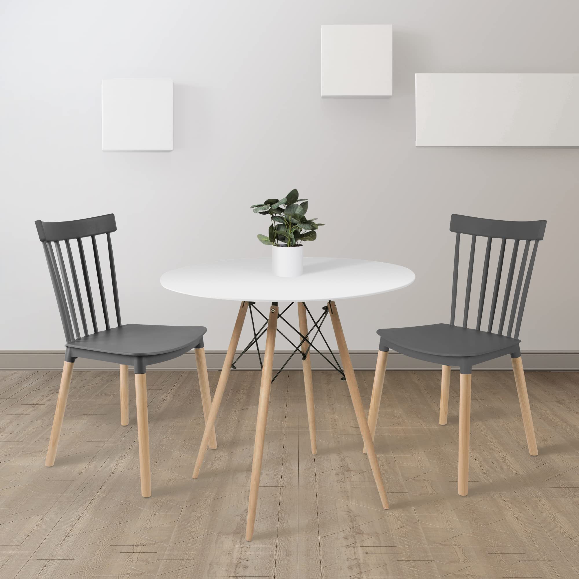 Modern Plastic Dining Chairs with Wood Legs - Armless Contemporary Design for Living Room, Bedroom, Kitchen, Restaurant & Cafe - Perfect for Home Dining, Office Waiting Areas & Commercial Spaces