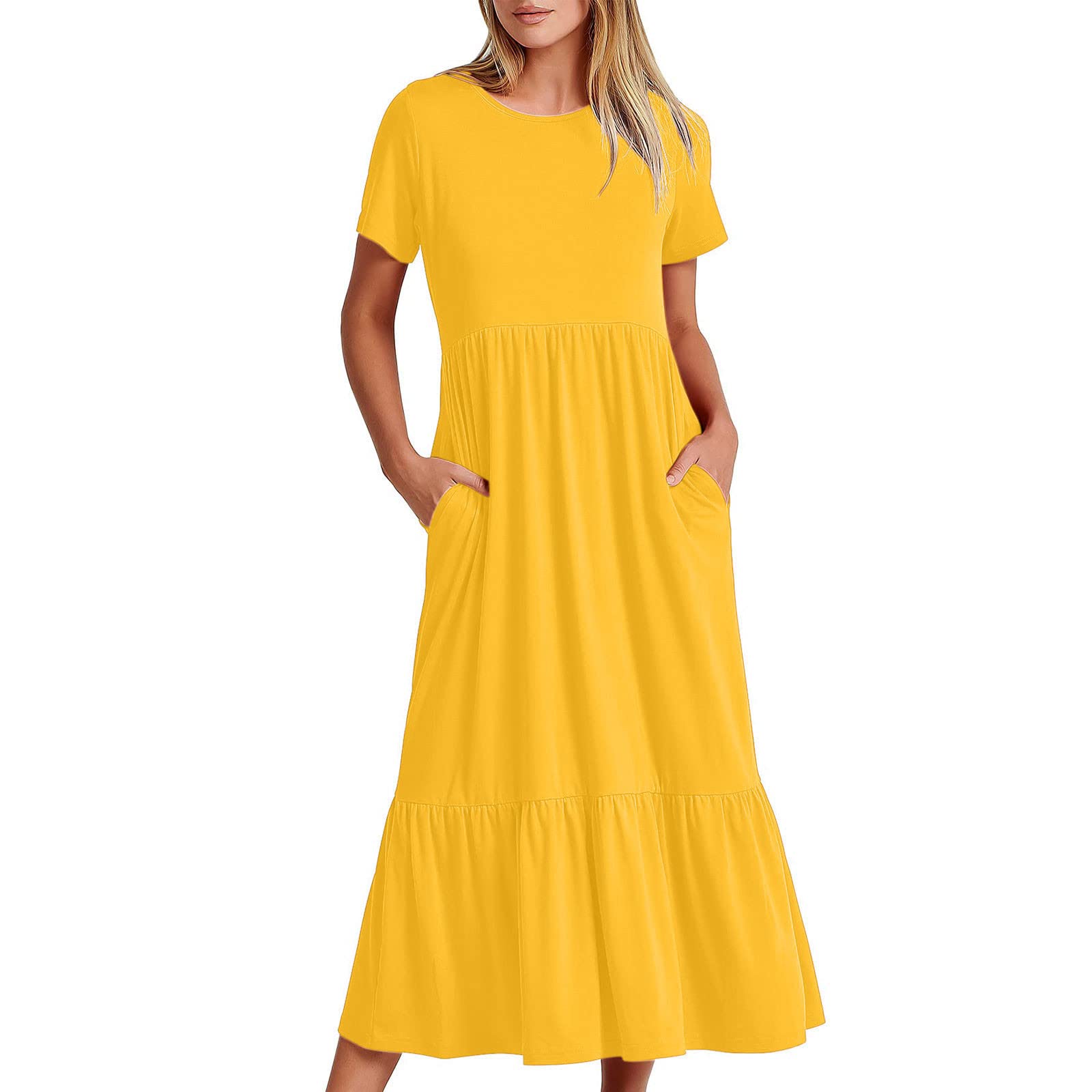 **2024 Women's Midi & Maxi Dresses with Sleeves – Tiered Summer & Vacation Long Dresses | Prime Day Deals & Clearance | Perfect for Beach, Travel & Casual Outings**