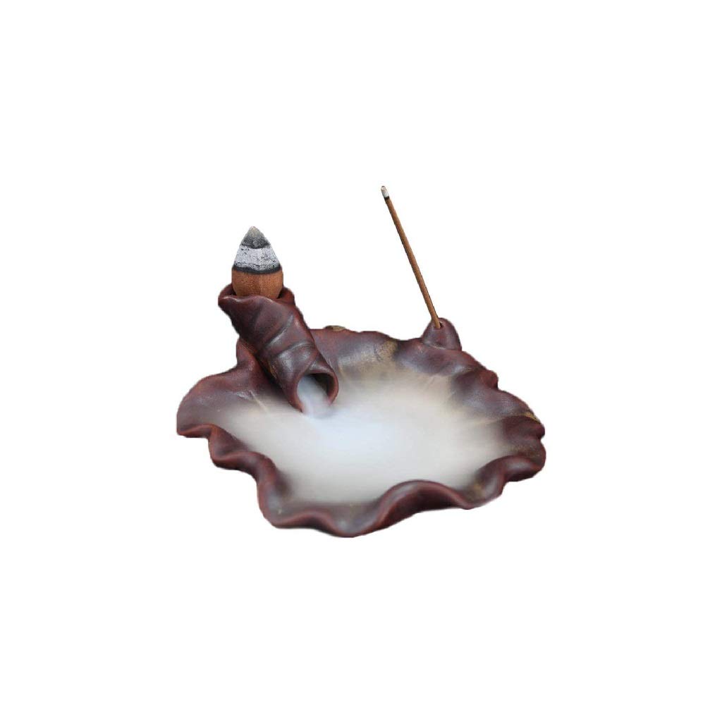 Premium Ceramic Incense Burner - Lotus Leaf Design Sandalwood Tower Furnace for Aromatherapy, Meditation & Home Decor | Purple Sand Ceramic Lucky Fragrance Holder for Zen Spaces & Gift Giving