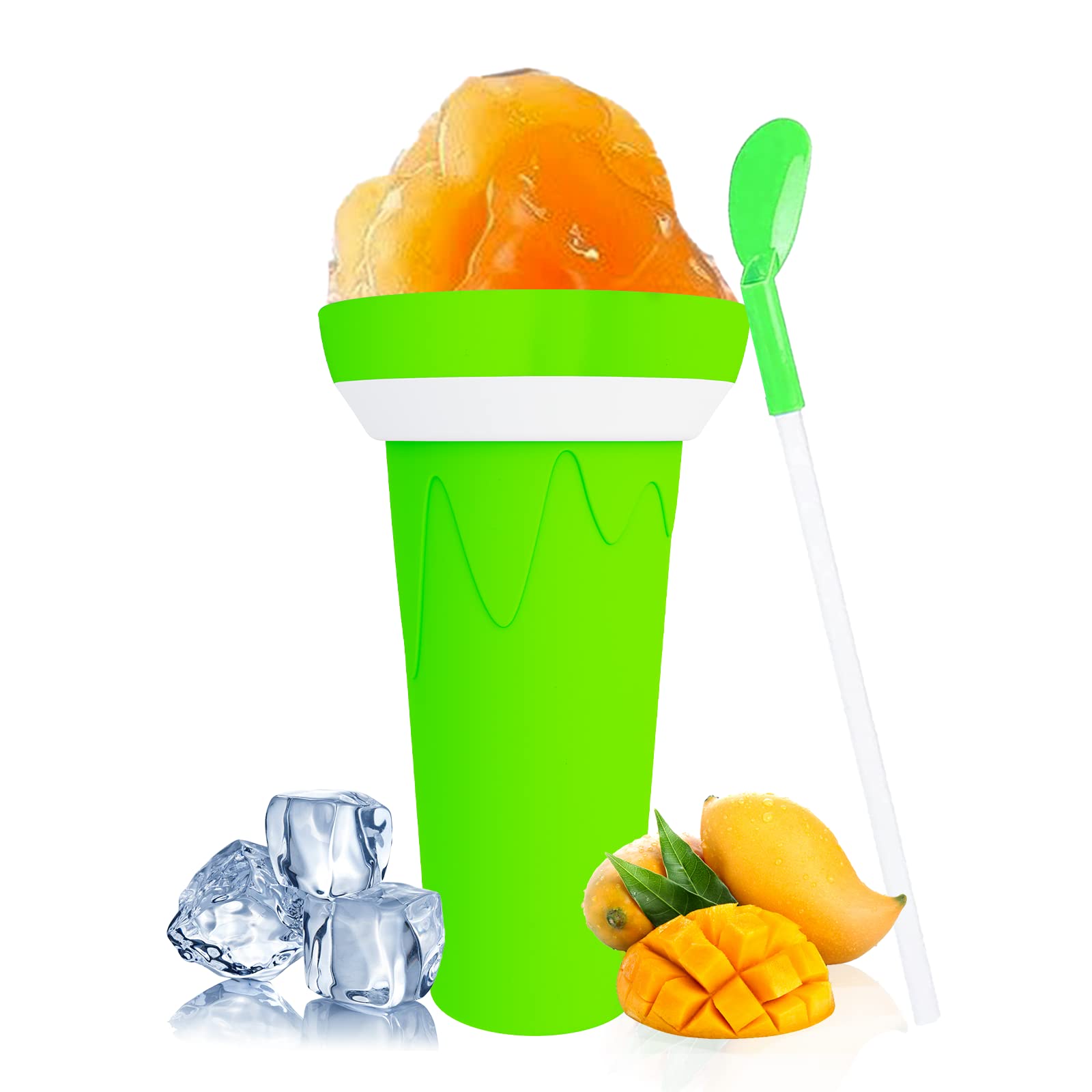 DOVORSY Magic Slushy Maker Cup - Insta Slush Frozen Drink Maker, Green Squeeze Cup for Homemade Slushies - Perfect for Summer Parties, Kids Treats & DIY Frozen Beverages