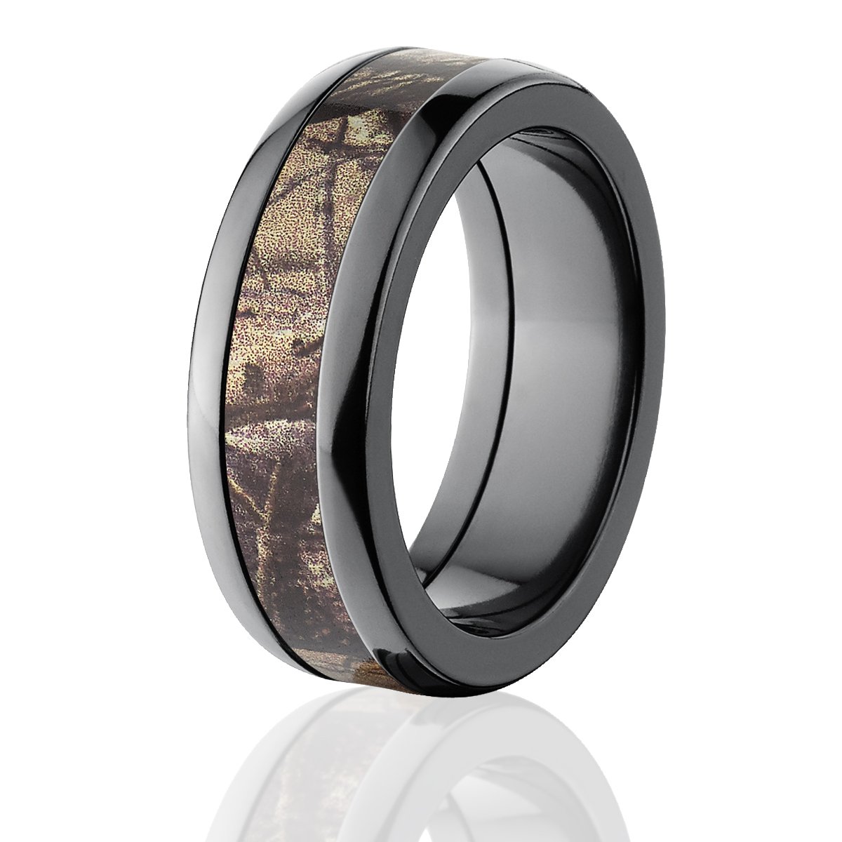 AP Pattern Realtree Rings for Men - Black Zirconium Wedding Band with Polished Finish - Durable Hunting & Outdoor Lifestyle Jewelry