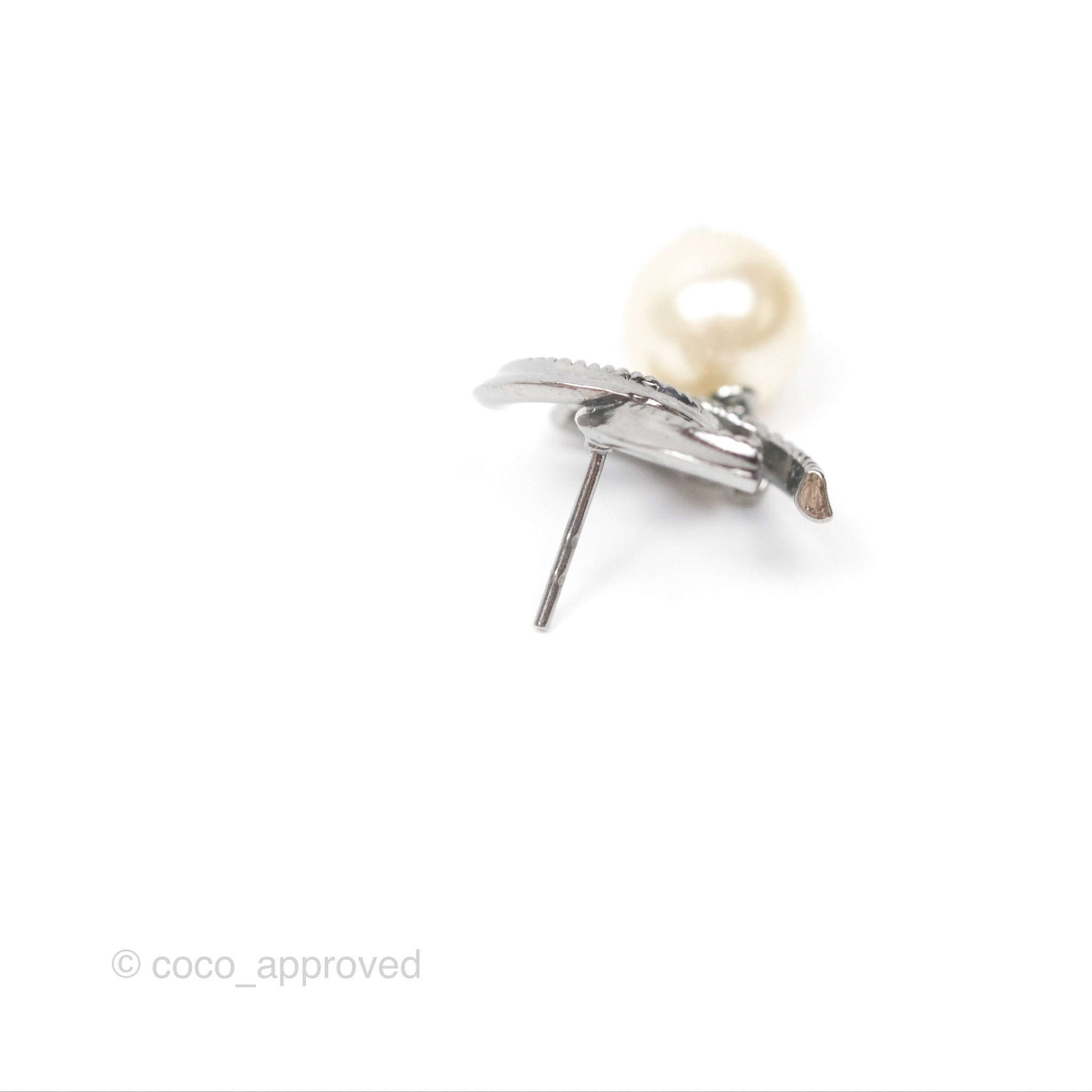 Chanel CC Pearl Drop Earrings in Gun Metal - Elegant Luxury Jewelry for Women | Perfect for Parties, Weddings & Special Occasions