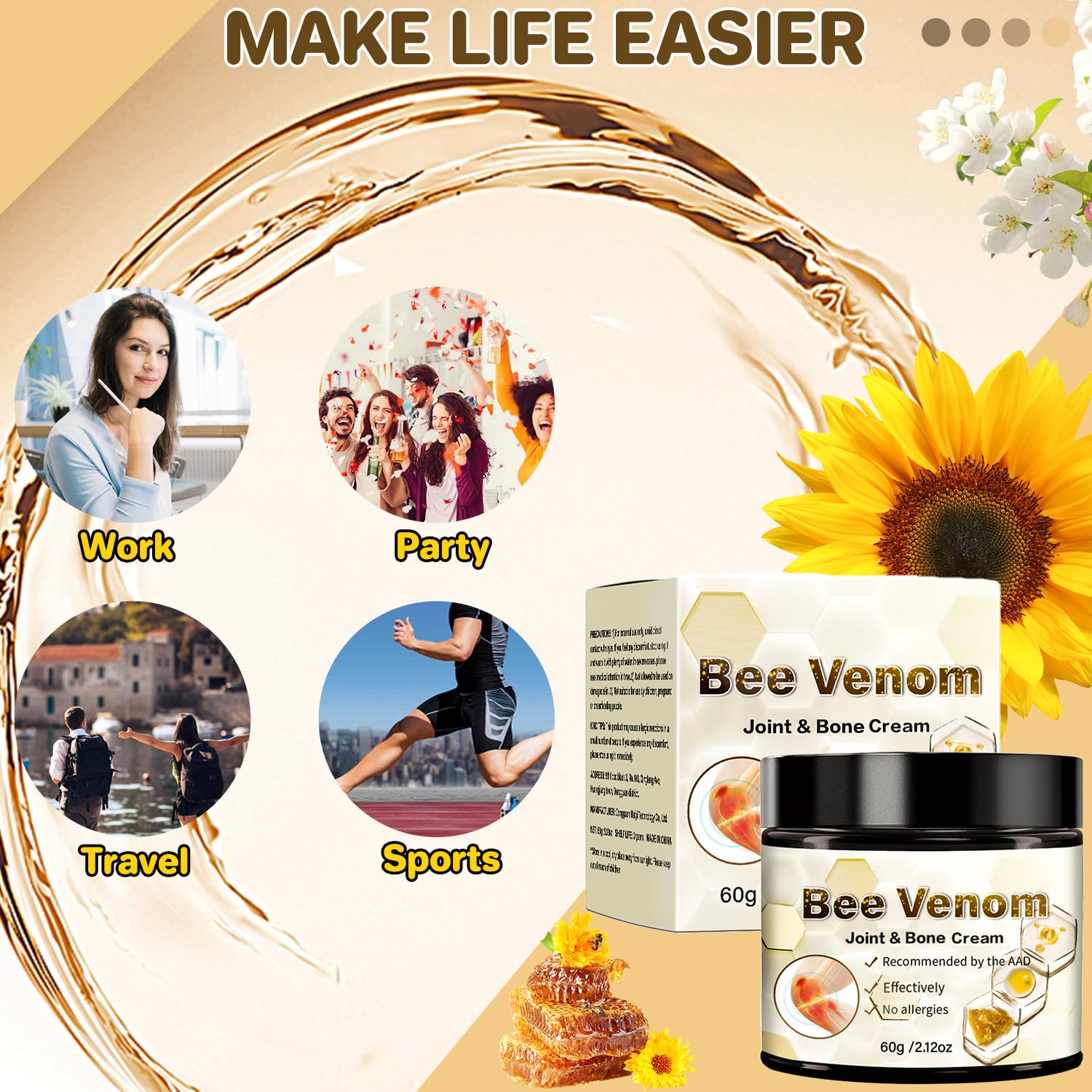 2 PCS Bee Venom Arthritis Cream for Joint Pain Relief – Advanced Formula for Back, Neck, Hands & Foot – Natural Joint Support for Active Lifestyles & Sports Recovery