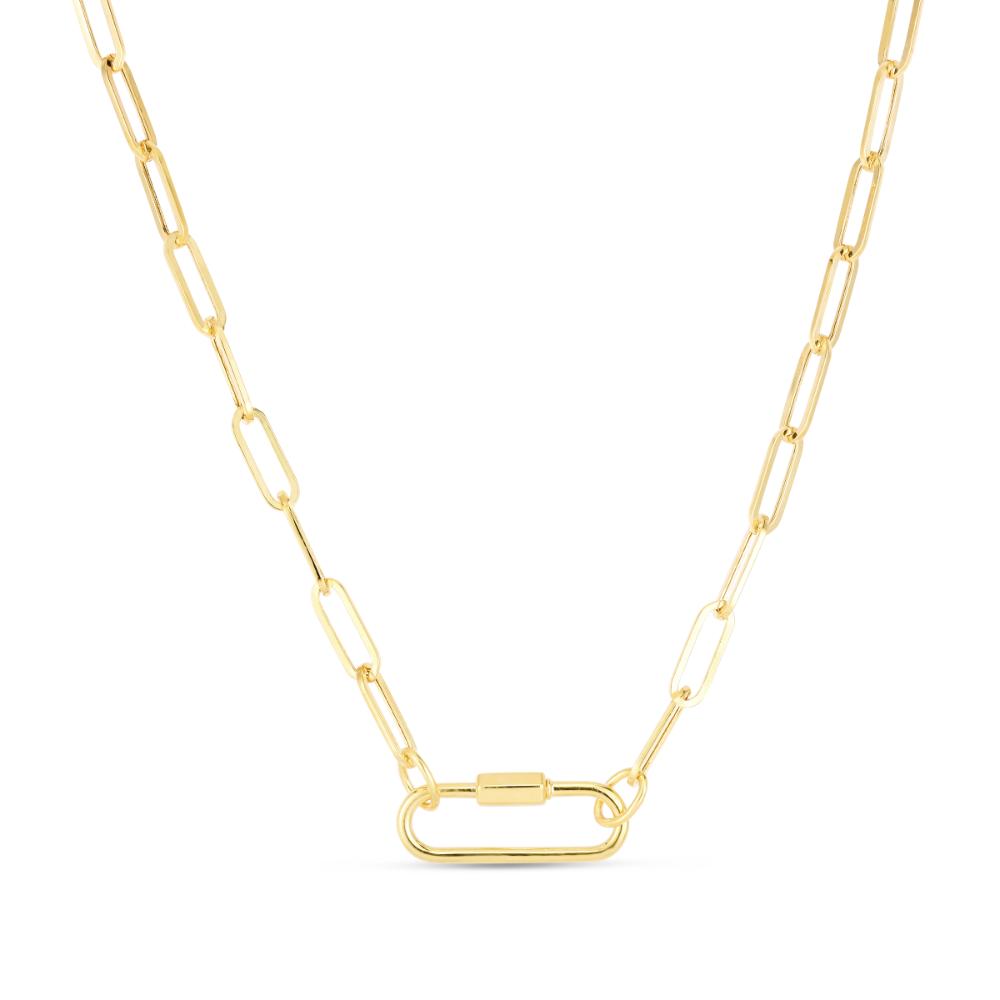 14K Gold Classic Carabiner Paperclip Necklace - Trendy Minimalist Jewelry for Women - Perfect for Everyday Wear, Gifts & Outdoor Adventures