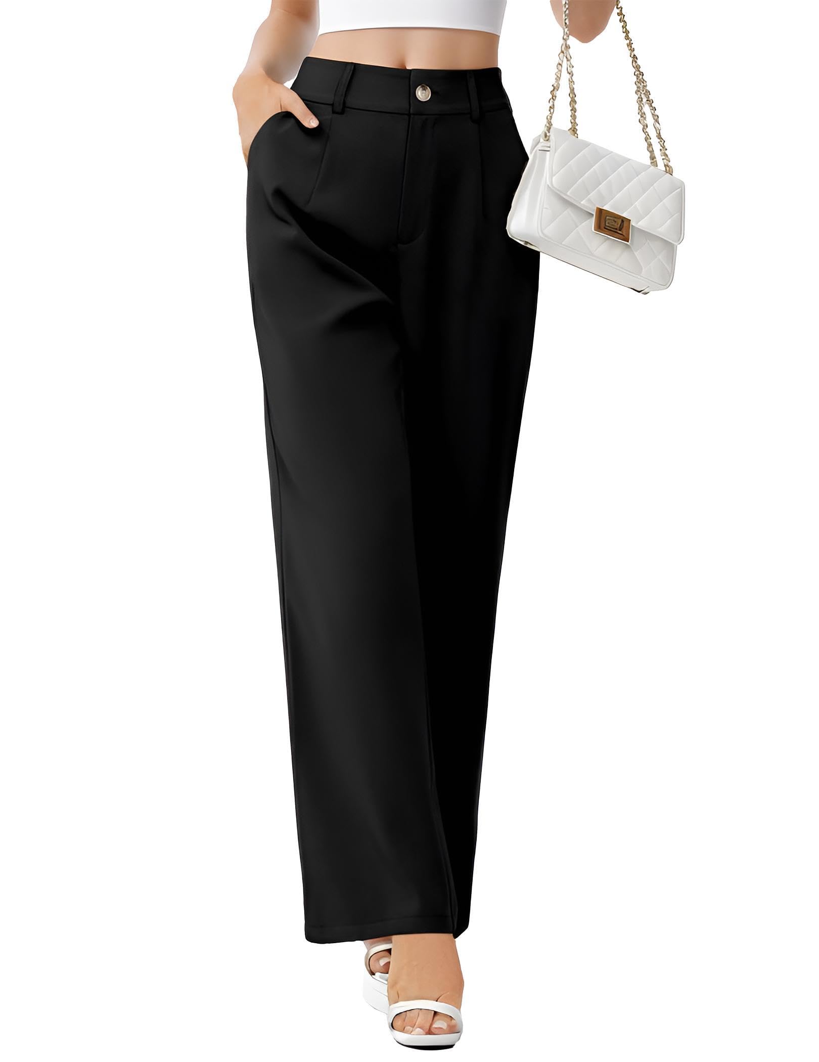 Women's High Waisted Dress Pants - Business Casual Office Trousers with Flowy Straight Leg | Professional Work Attire & Stylish Everyday Wear
