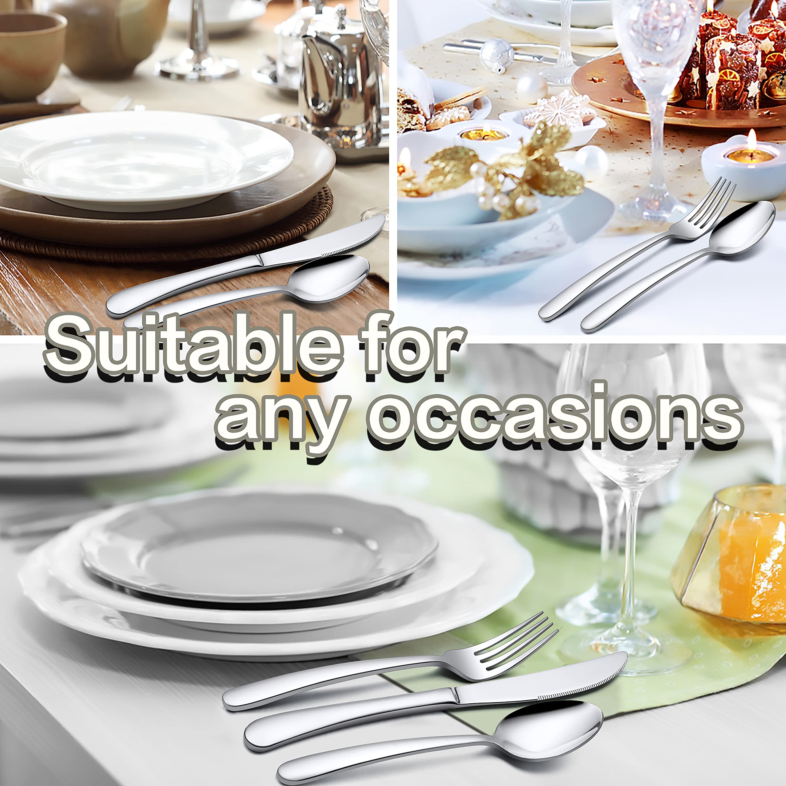 Premium 40-Piece Stainless Steel Flatware Set for 8 - Heavy Duty Silverware with Serving Utensils, Mirror Polished & Dishwasher Safe - Elegant Dining Cutlery for Home, Restaurants & Special Occasions
