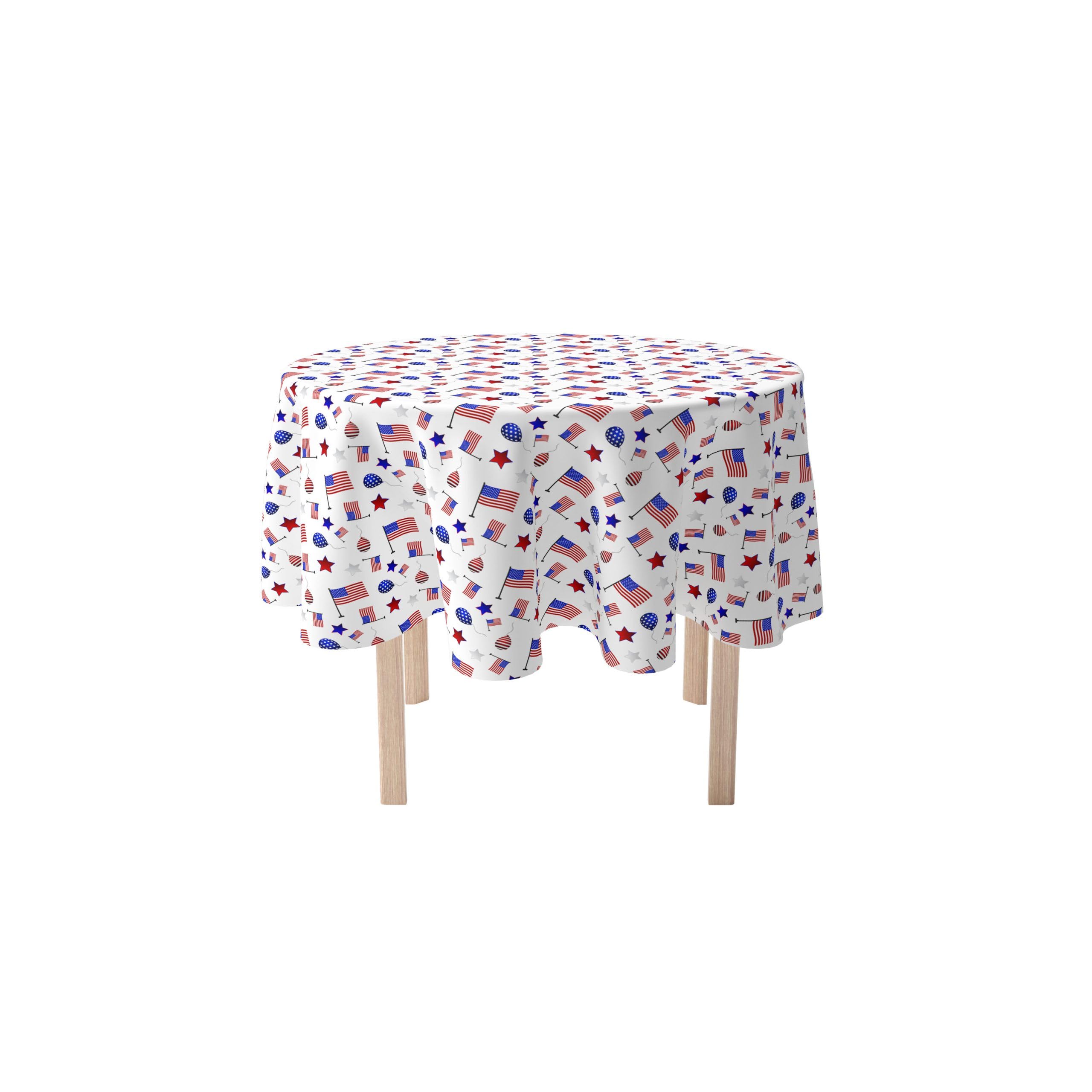 Patriotic Balloon Parade Tablecloth - 120 Inch Round 4th of July Table Cover | Machine Washable, Stain Resistant Fabric | USA Made | Perfect for Independence Day Parties, Picnics & Outdoor Celebrations