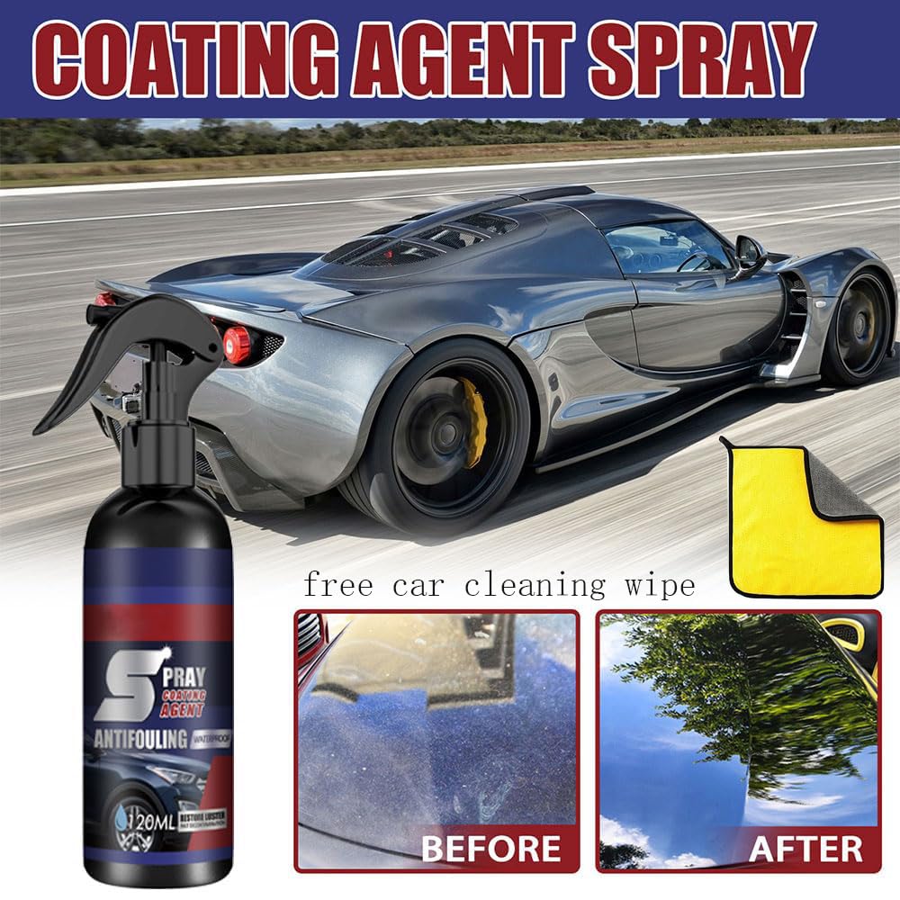 KDKN 3-in-1 Ceramic Car Coating Spray - High Protection Multi-Functional Spray Coating Renewal Agent (3 Pack) - Perfect for Car Detailing, Paint Protection & Ceramic Coating Maintenance