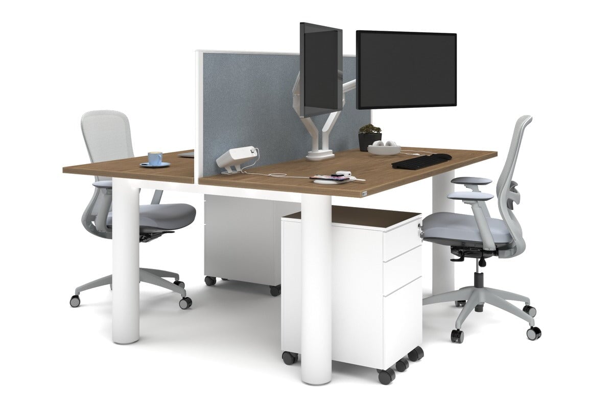 Quadro Cylinder Leg 2 Person Office Workstation - 1800L x 700W Modern Desk for Collaborative Workspaces | Perfect for Office, Coworking Spaces & Home Offices