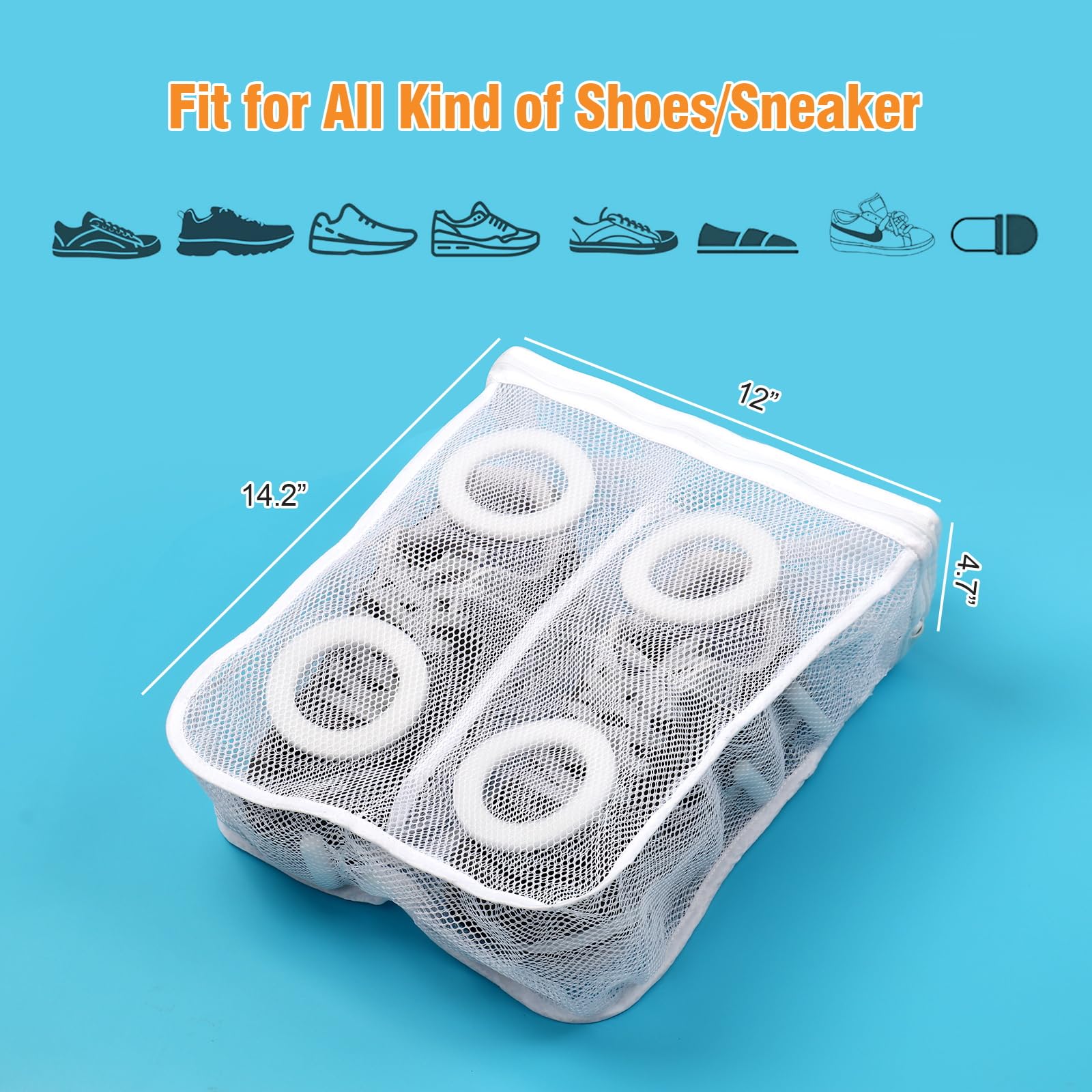 2-Pack Mesh Laundry Bags for Shoes - Washing Bags for Sneakers, Gym Shoes & Slippers - Delicate Wash Protection for Sports, Travel & Home Use