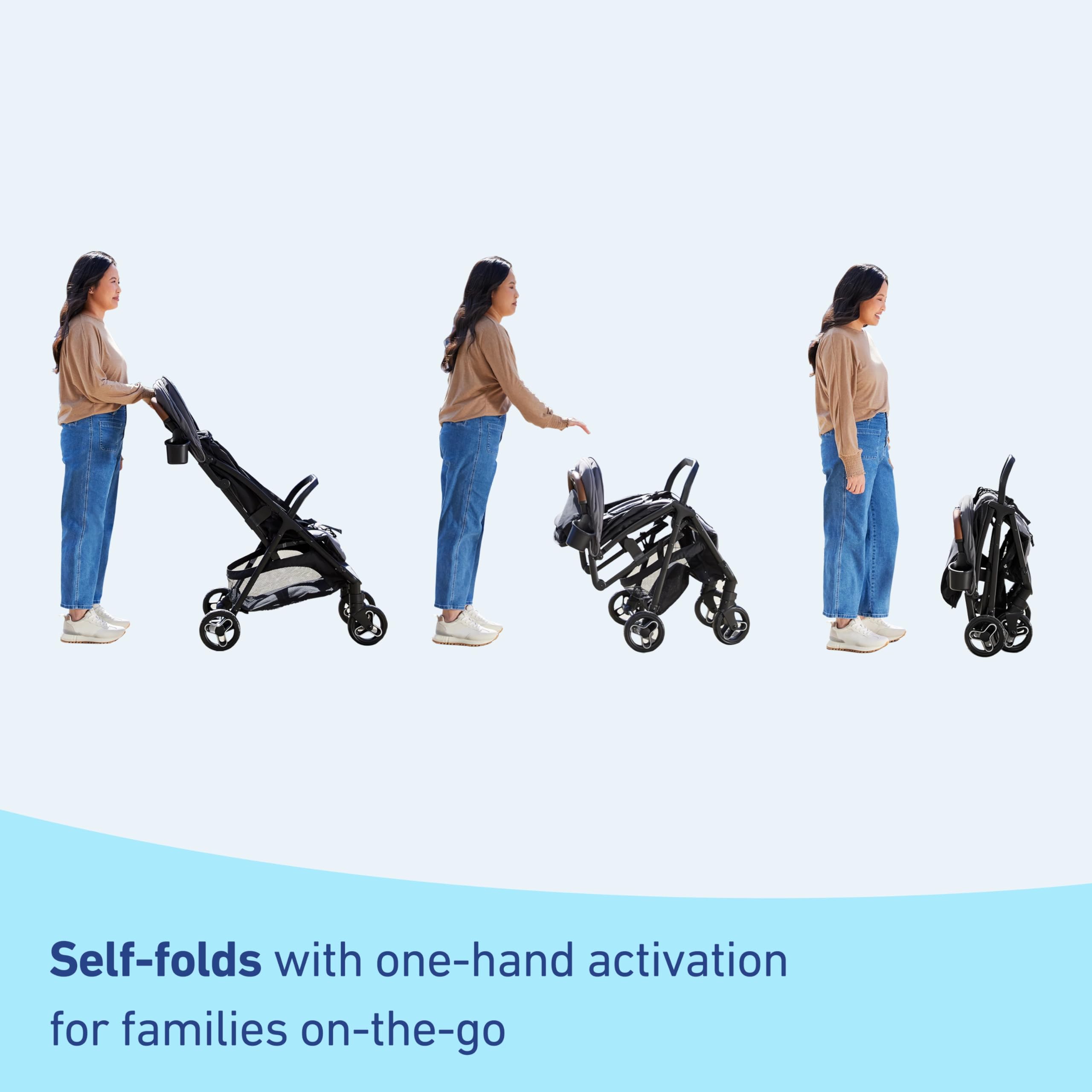 Graco Ready2Jet Compact Stroller - Lightweight Travel Stroller with One-Hand Automatic Fold, Overhead Airplane Friendly, Lavender | Perfect for Air Travel, City Walks & Everyday Use