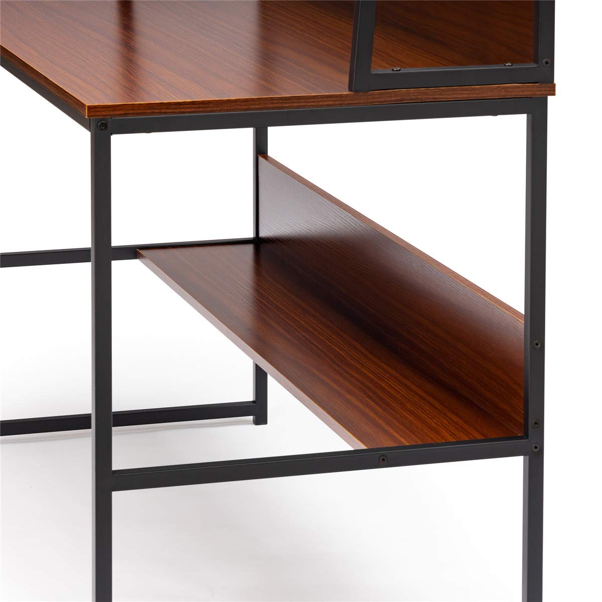 47 Inch Computer Desk with Bookshelf - Sturdy Home Office Desk for PC & Laptop, Space Saving Workstation for Small Spaces | Perfect for Remote Work & Study