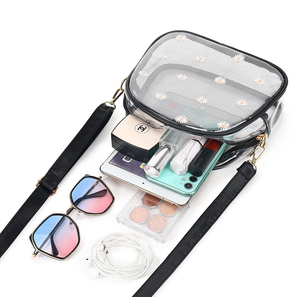 LOXOMU Clear Crossbody Bag for Women - Small See Through Shoulder Purse, Stadium Approved Transparent Bag for Concerts, Festivals & Travel
