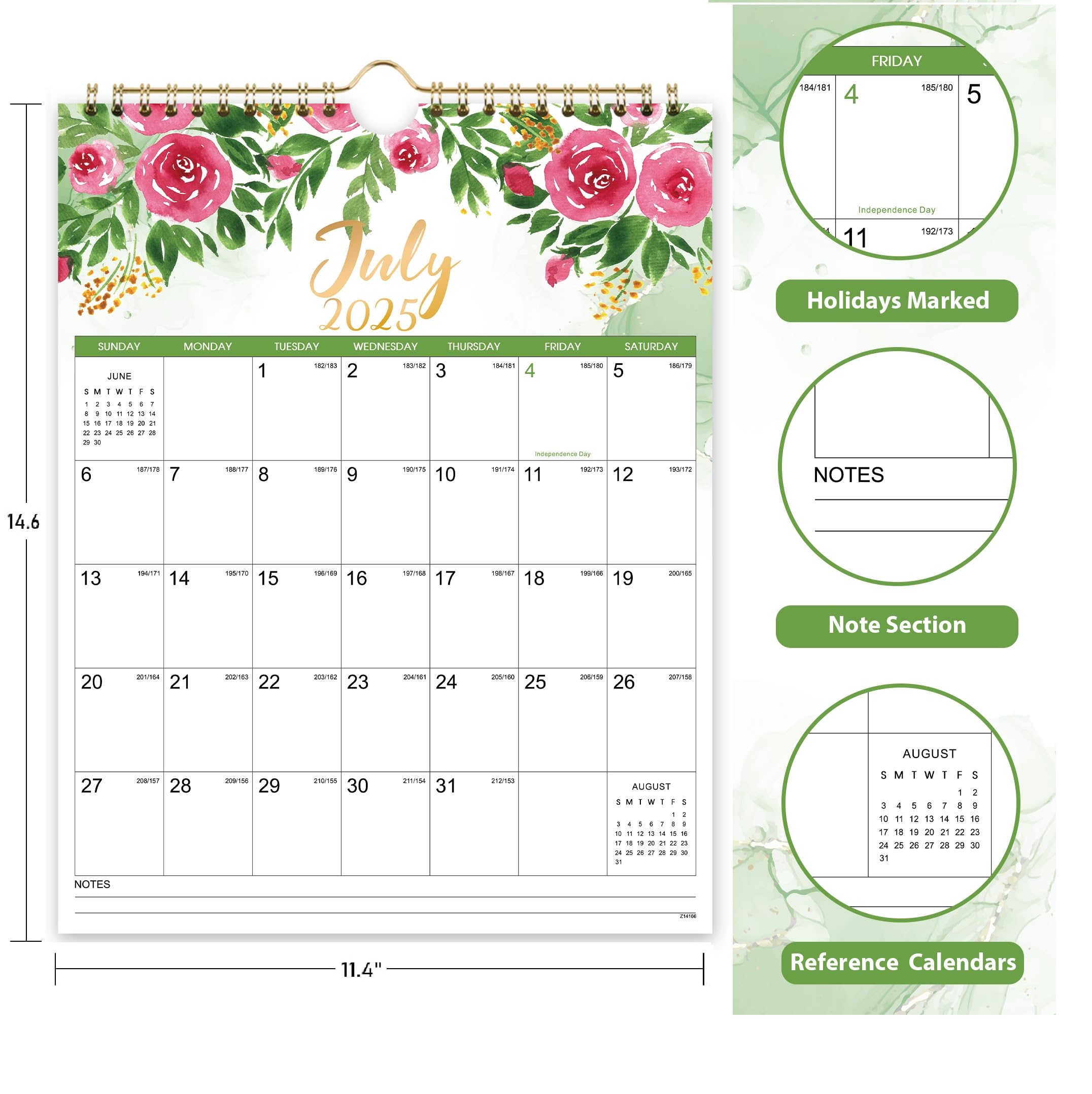 2025-2026 Wall Calendar - 18 Month Planner from July 2025 to December 2026 | 11.4
