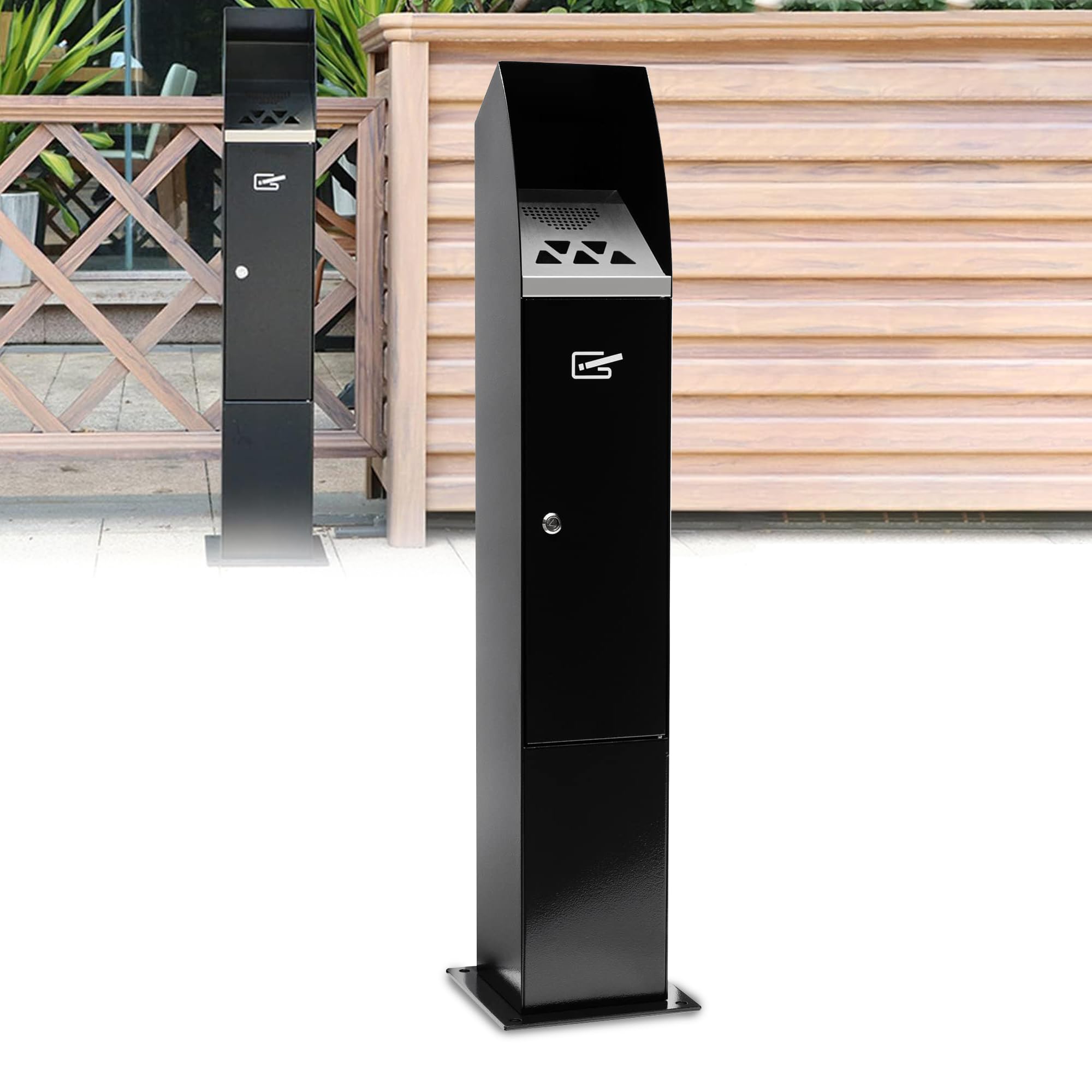 Premium Outdoor Standing Ashtray - Heavy Duty Commercial Grade Cigarette Receptacle for Patios, Restaurants, Bars & Convenience Stores - Weatherproof Smoking Station for Outdoor Use