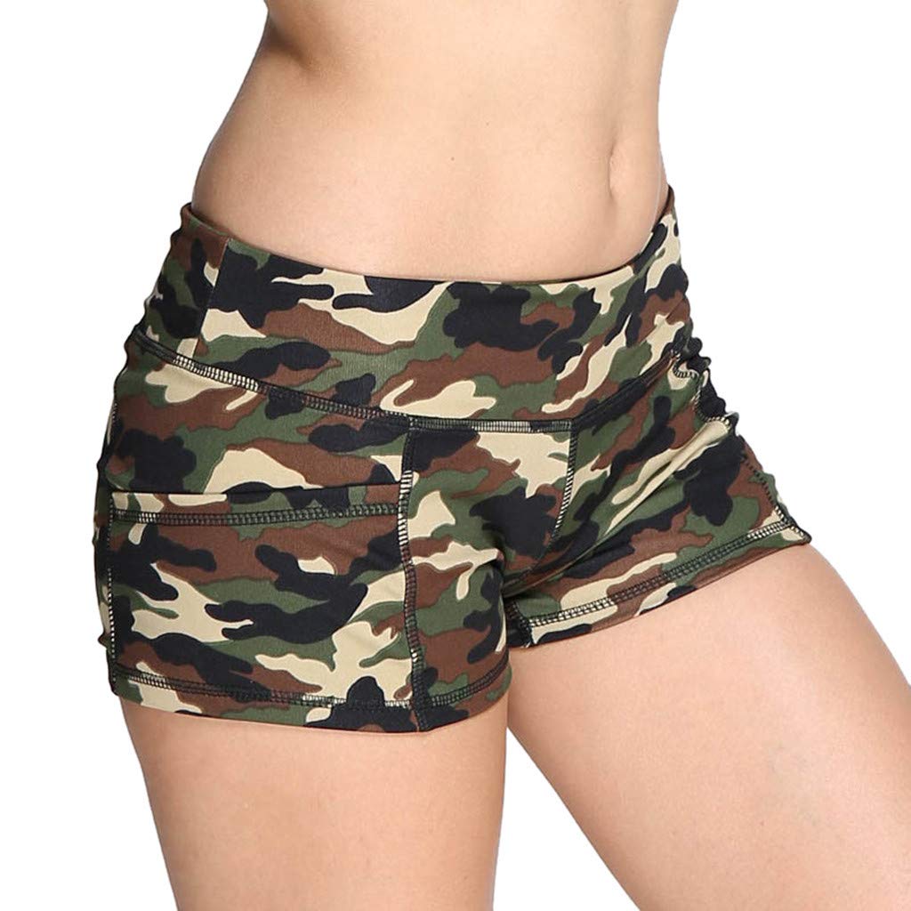 Women's High Waist Camouflage Print Athletic Shorts - Summer Workout Hot Pants for Running, Gym & Outdoor Sports