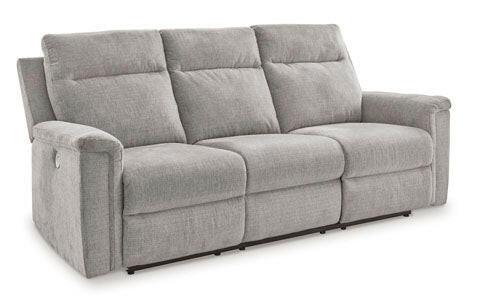 Barnsana Ash Power Reclining Sofa with USB Charging Ports - Modern 3-Seater Leather Recliner Couch for Living Room, Home Theater & Family Room Relaxation
