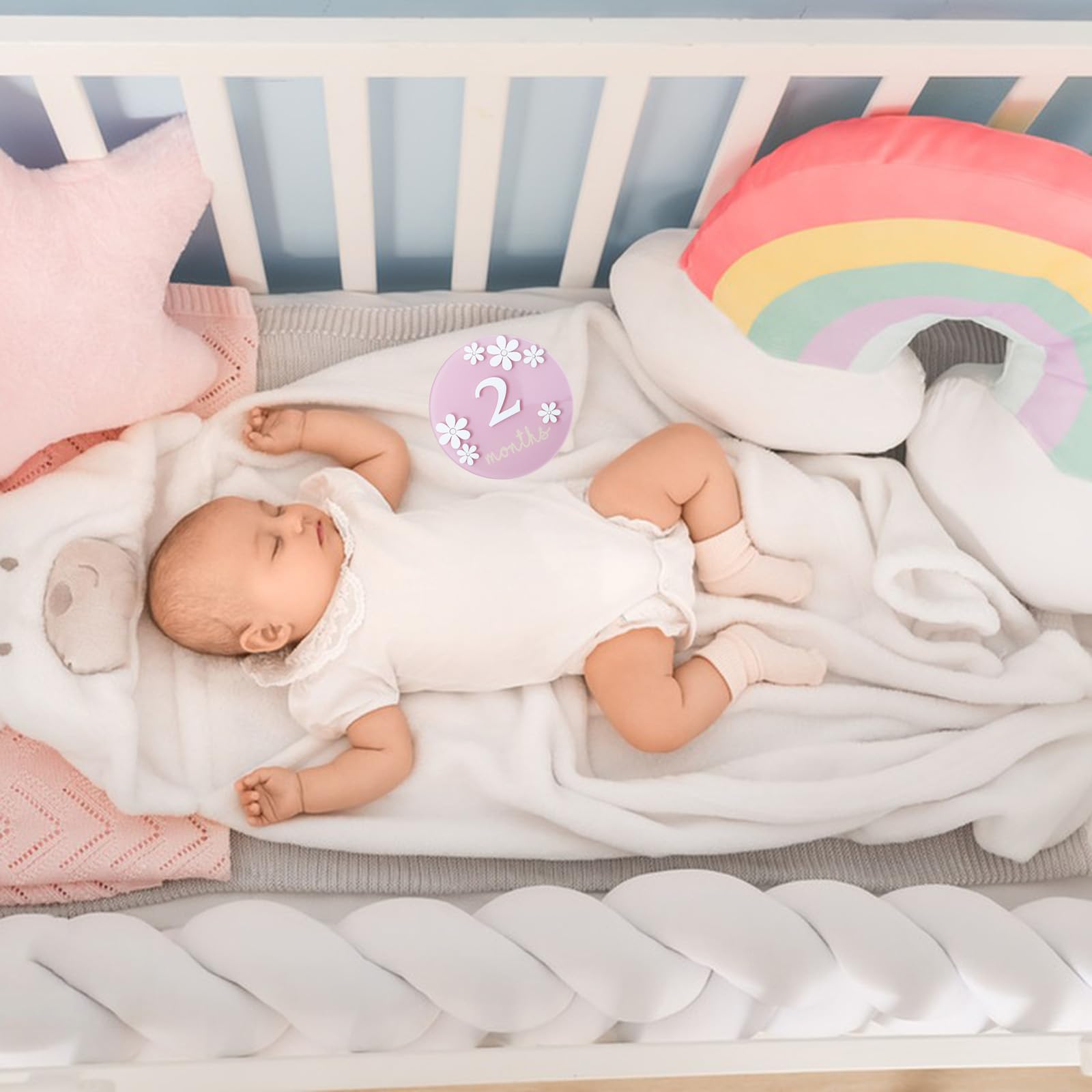 3D Acrylic Daisy Baby Milestone Cards Set - 1-12 Months Interchangeable Monthly Signs for Newborn Photography, Baby Announcement & First Year Photo Props | Perfect for Baby Showers, Nursery Decor & Social Media Posts