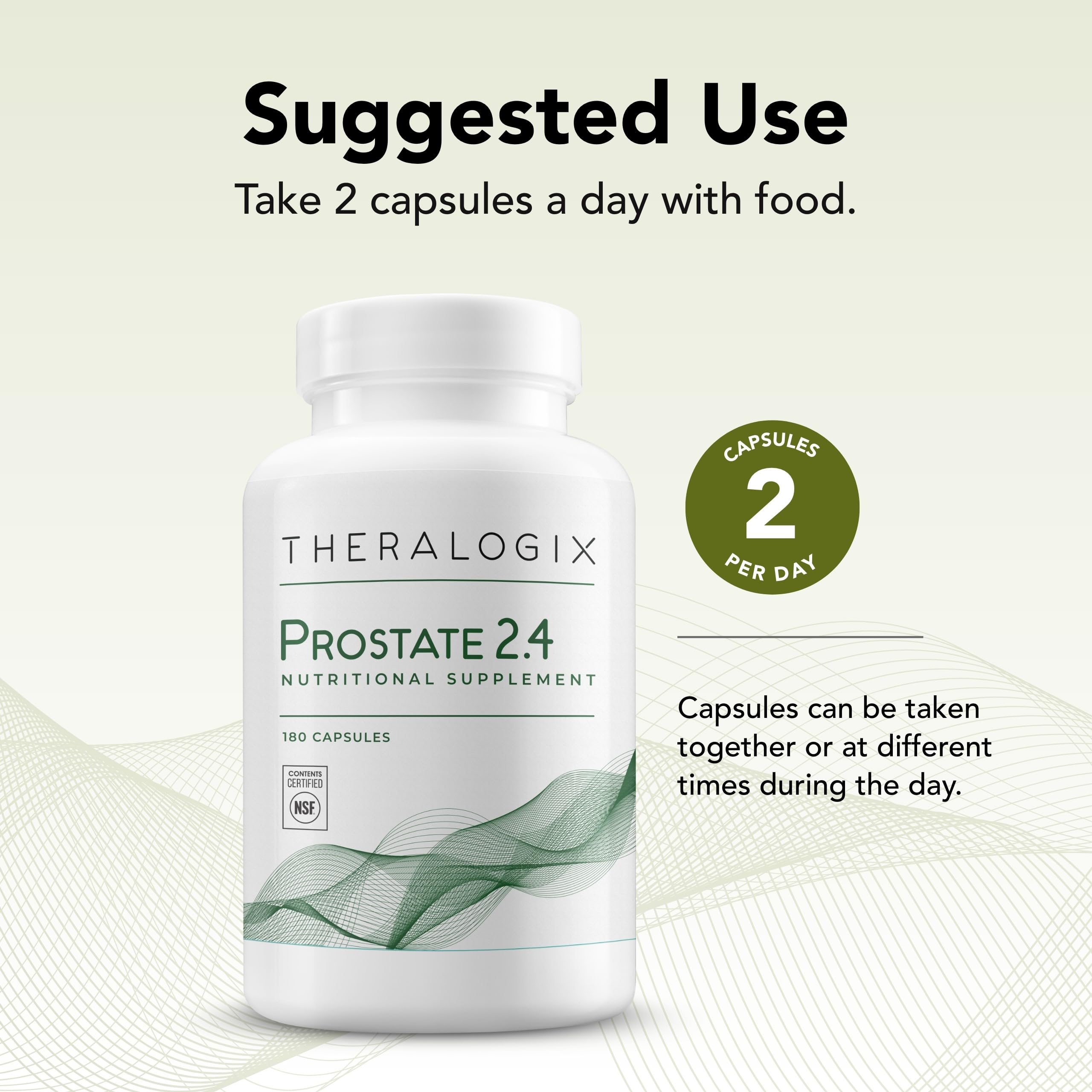 Theralogix Prostate 2.4 Nutritional Supplement for Men - 90-Day Supply (180 Capsules) - Supports Prostate Health with Lycopene, Vitamin D3, Selenium & Vitamin E - NSF Certified - Ideal for Daily Prostate Care & Wellness Routine