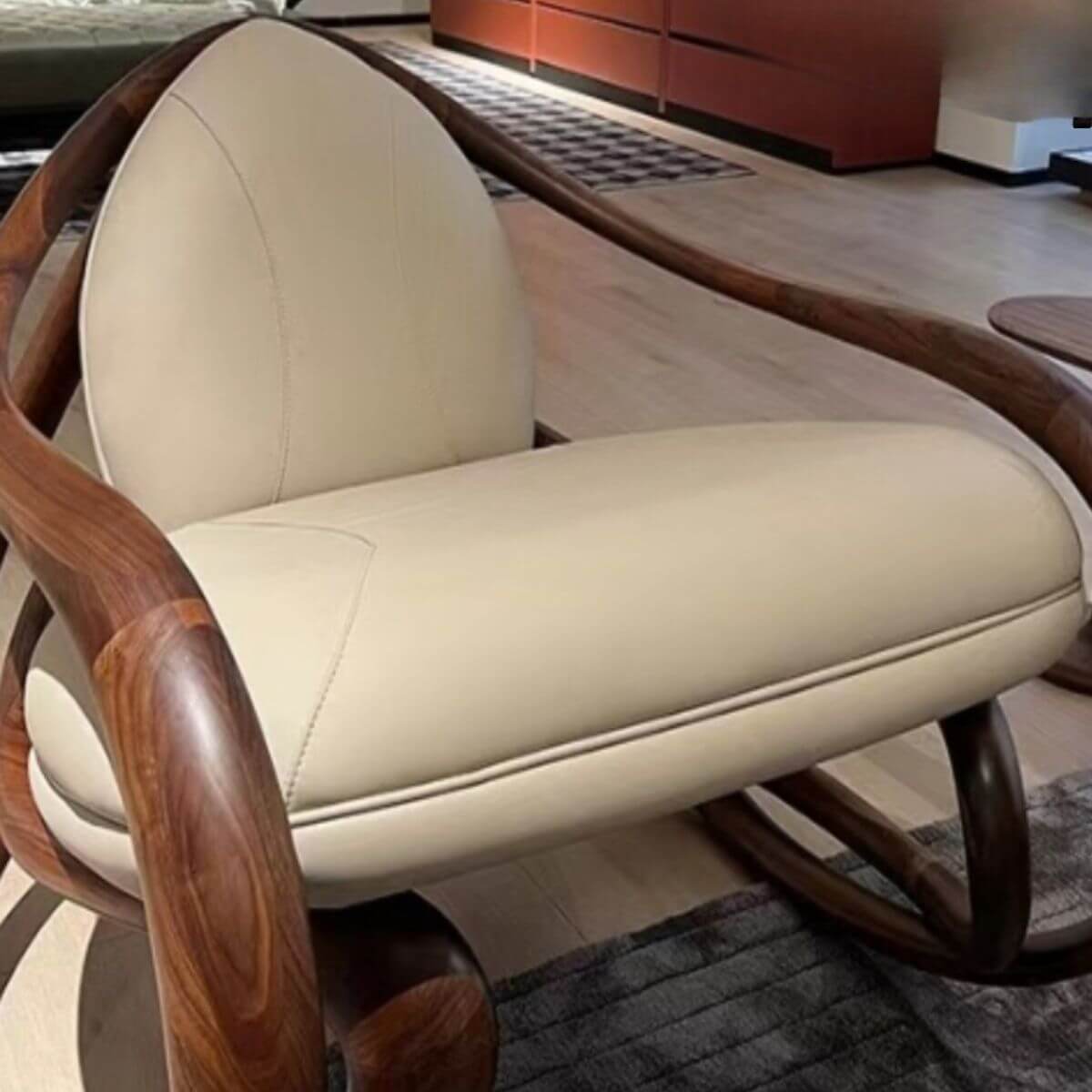 Ergonomic Leather Rocking Chair with Cushion - Midnight Black, Chalk, Jade Green - Comfortable Indoor Seating for Living Room, Nursery & Office Relaxation