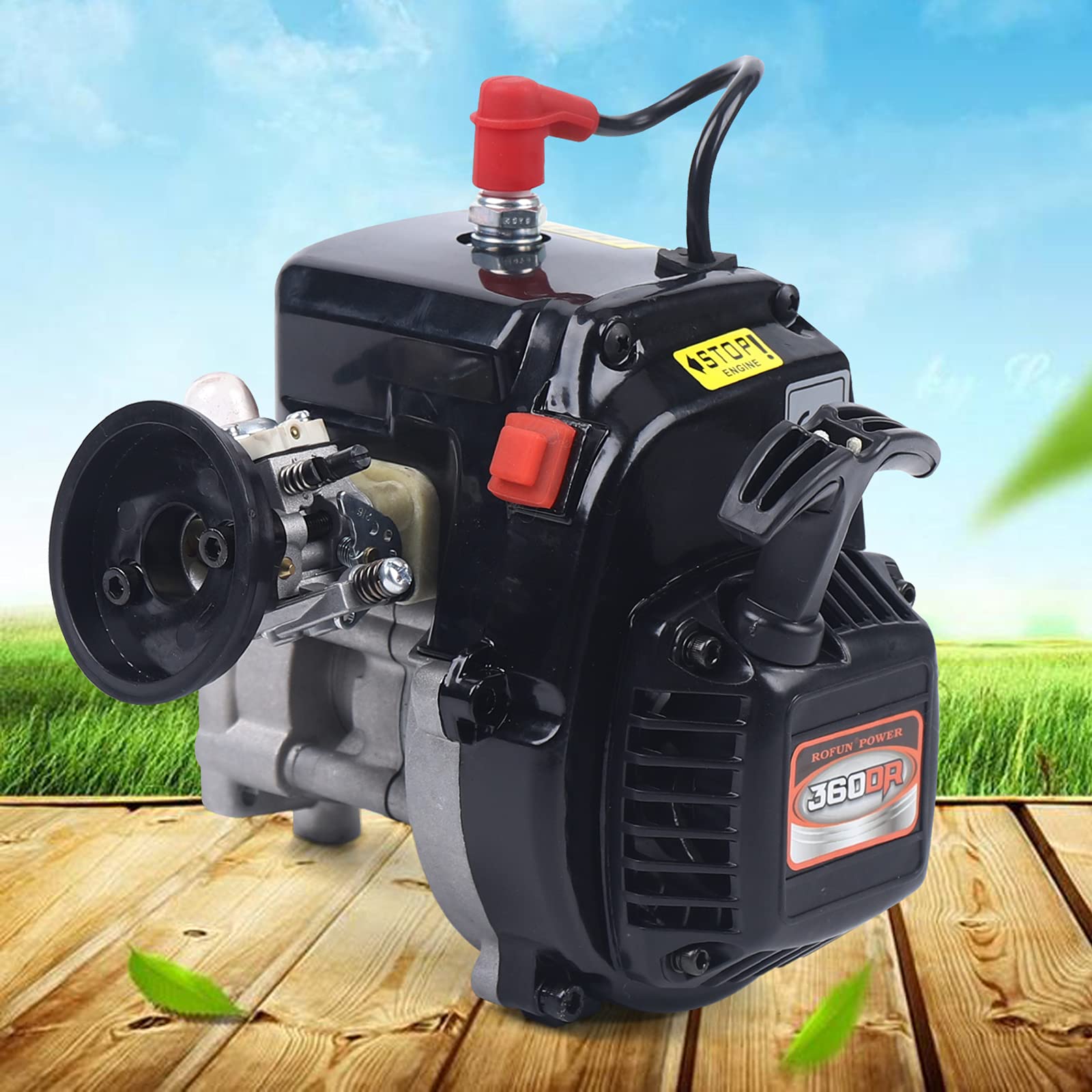 36CC 2-Stroke Gasoline Engine - Heavy Duty 4-Bolt Air Cooled Motor with Recoil Start for ROVAN, Redcat, HPI, KM Baja 5SC RC Cars - Perfect for Off-Road Racing, Bashing & Car Upgrades