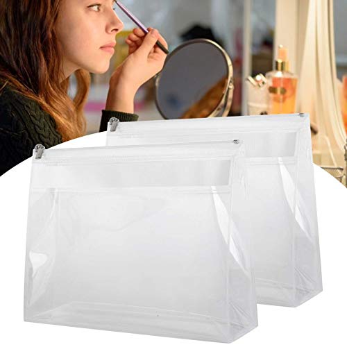 2-Pack Transparent Waterproof EVA Travel Toiletry Bag - Clear Cosmetic Organizer with Zipper for Makeup, Hair Dryer & Toiletries | Portable Wash Bag for Vacation, Gym & Business Trips