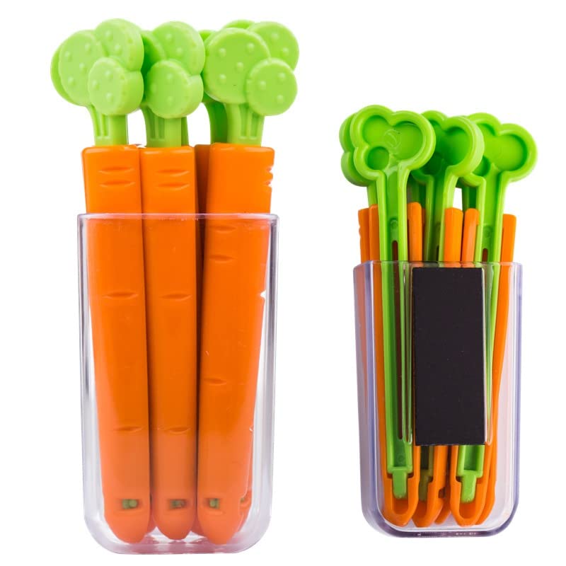 20 Pack Magnetic Carrot Sealing Clips - Food Storage & Snack Bag Clips for Fridge