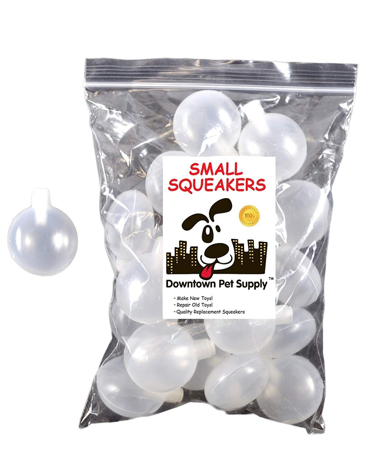 Downtown Pet Supply Dog Toy Squeakers - 20 Pack Small Replacement Squeakers (1.25 Inch Diameter) for Repairing Squeaky Dog Toys, Cat Toys & Baby Toys - Perfect for DIY Pet Toys & Arts & Crafts Projects - Great for Chew-Resistant Toy Maintenance & Creative Crafting