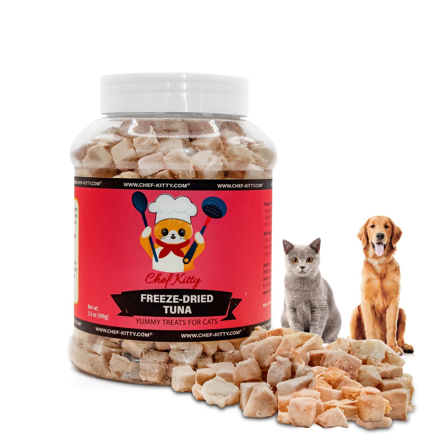 Premium Freeze Dried Tuna Treats for Cats & Dogs - 100% Wild Caught, Single-Ingredient, Grain-Free - Healthy Snack for Indoor Cats, Kittens & Dogs - USA Inspected & Tested - 3.5oz - Perfect for Training Rewards & Mealtime Toppers