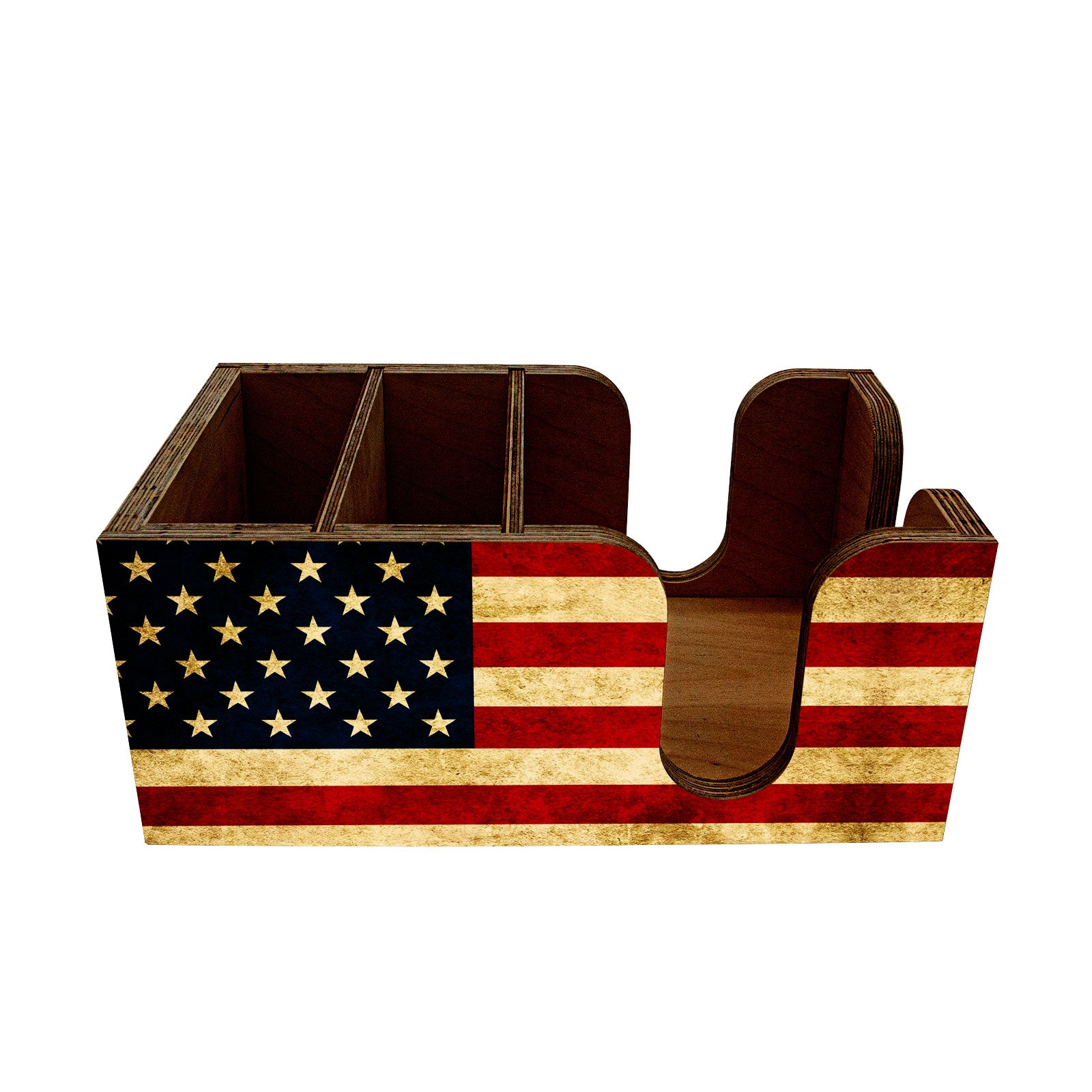 Bar Top Napkin Caddy with American Flag Design - Perfect for Home Bars, Restaurants, and Patriotic Party Decor