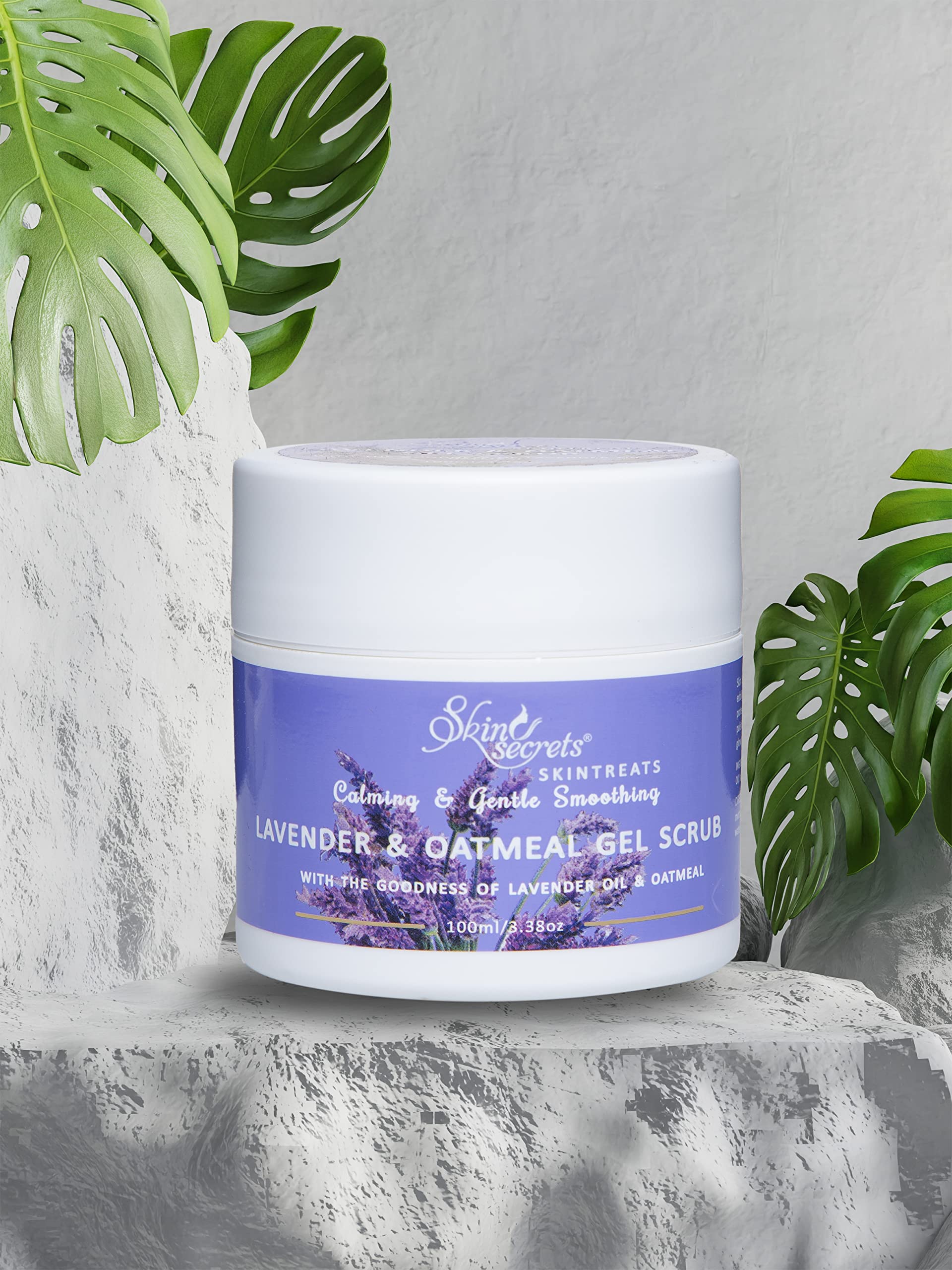 Skin Secrets Lavender & Oatmeal Gel Scrub with Lavender Oil | 100g | Paraben & Silicone Free | Gentle Exfoliating Face & Body Scrub for Dry & Sensitive Skin | Relaxing Spa Treatment at Home