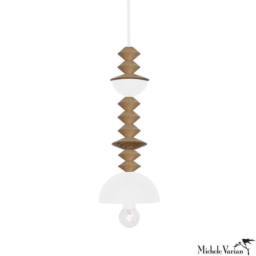 Modern White Mala Pendant Light No.5 - Minimalist Ceiling Fixture for Dining Room, Kitchen Island & Bedroom Lighting