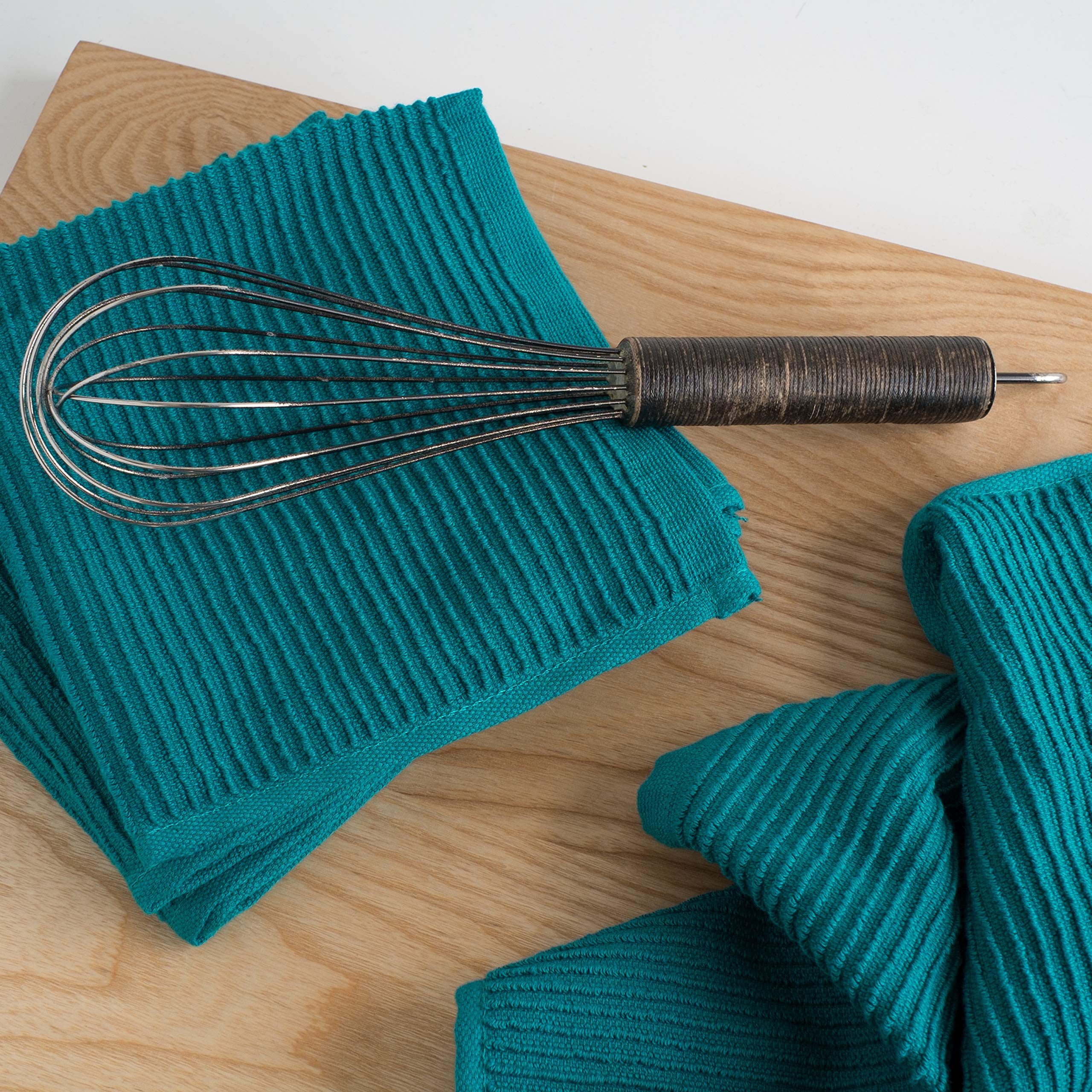 Now Designs Ripple Kitchen Dishcloth Set of 4 - Peacock Green | Super Absorbent & Quick-Drying Dish Towels for Washing Dishes, Cleaning Countertops & Kitchen Surfaces