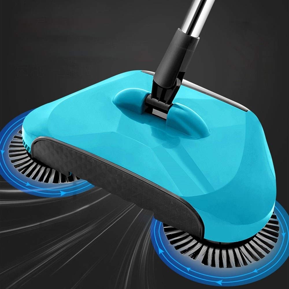 RANRANJJ 360° Rotating Floor Sweeper with Dustpan - Hand Push Broom for Hardwood & Tile Floors - Compact Cleaning Tool for Home, Office & Garage (Red)