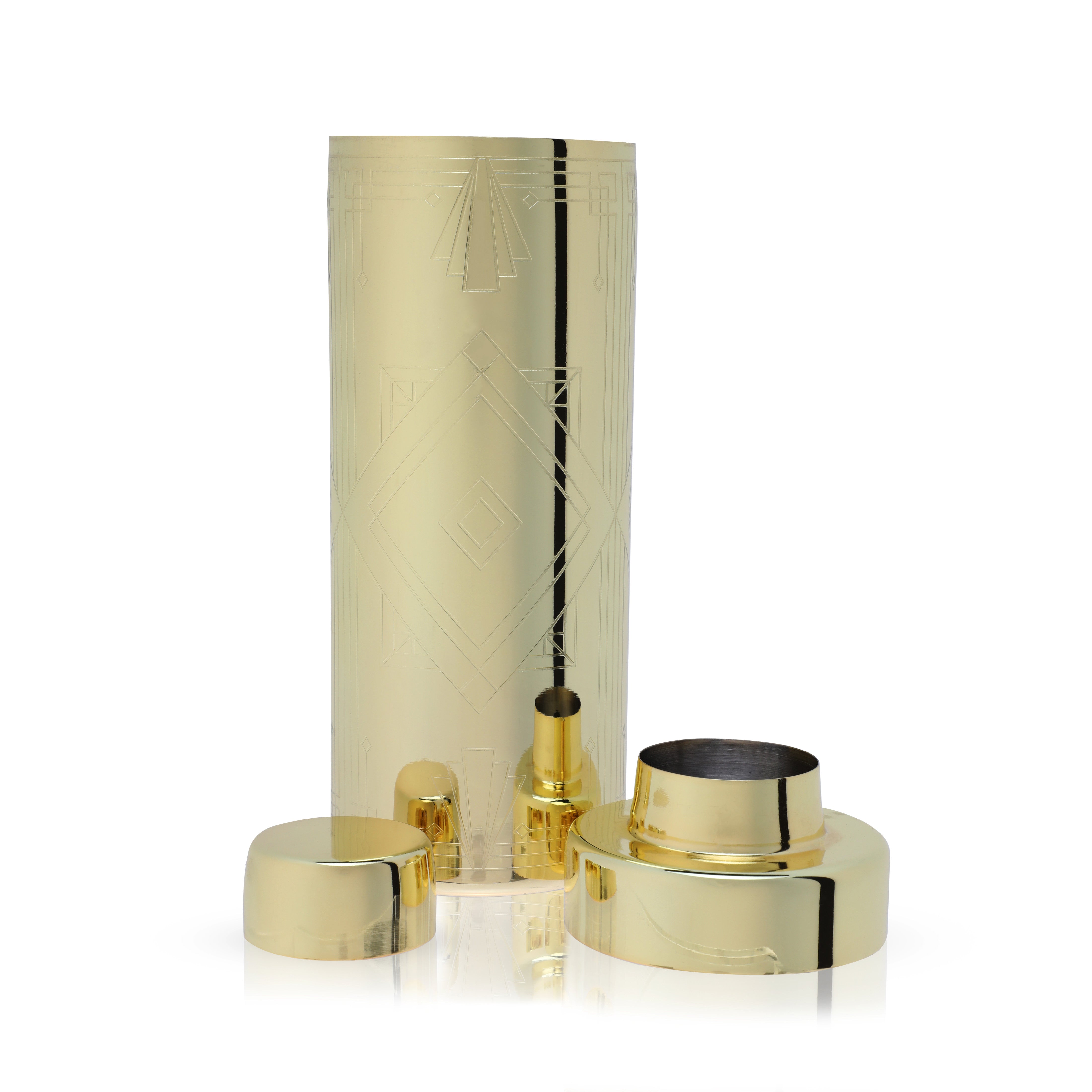 Vintage Art Deco Gold Cocktail Shaker Set - 24K Gold Plated Bar Mixing Tool for Martini, Margarita & Whiskey Sour - Perfect for Home Bars, Parties & Professional Bartenders