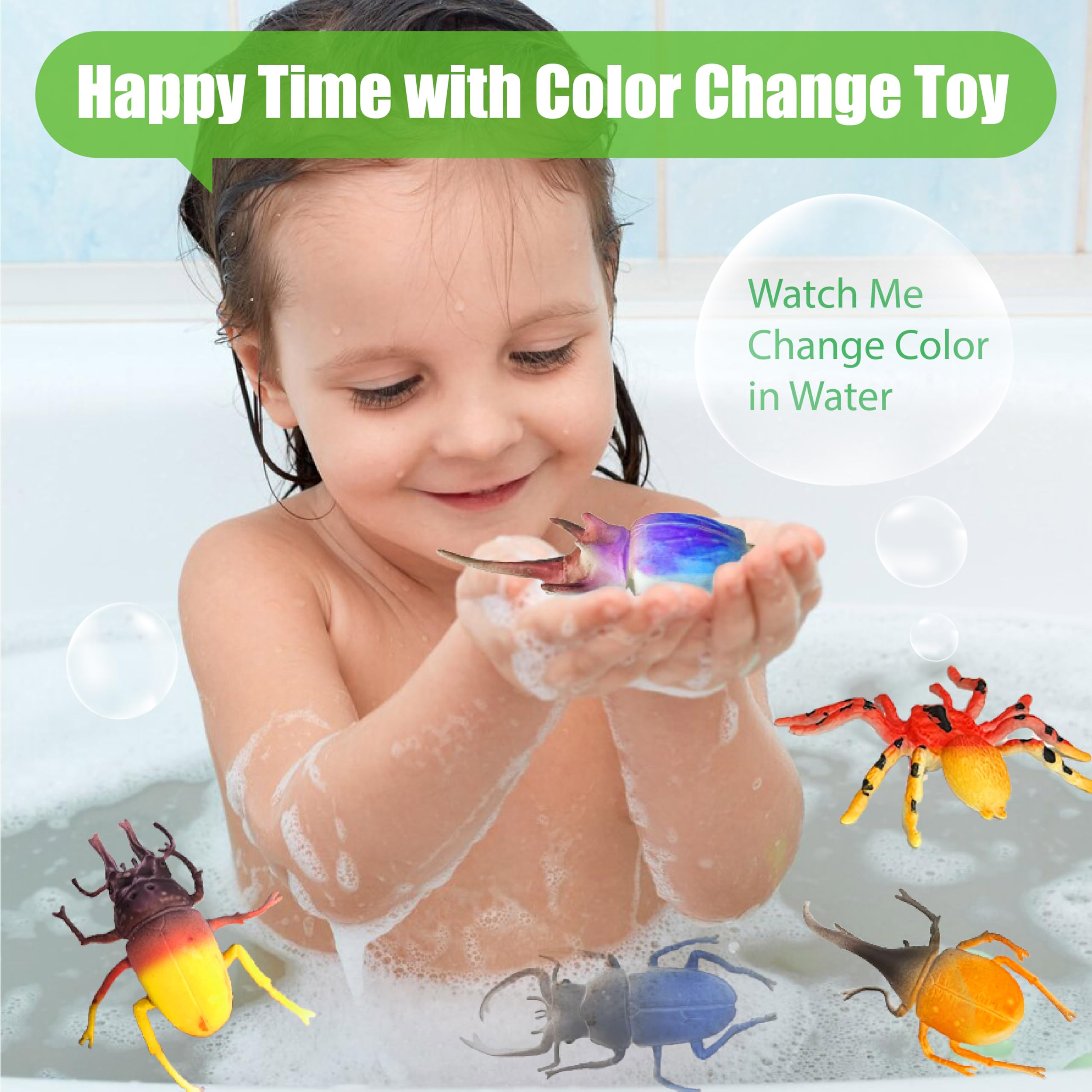 12-Piece Spider & Beetle Color Changing Bath Toys - Fun Water Table Play for Kids 3+ | Perfect for Goodie Bags, Themed Parties, Classroom Rewards & Carnival Prizes | STEM Sensory Learning & Bathtime Fun