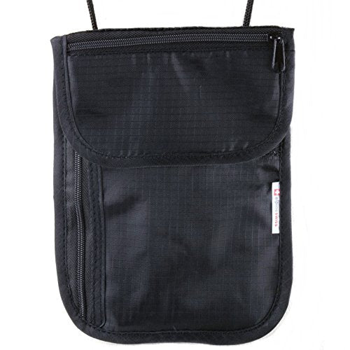 Alpine Swiss RFID Blocking Travel Wallet - Hidden Neck Pouch for Money & Passport Security - Under Clothing Stash Bag for Men & Women (Black) - Perfect for Airports, Sightseeing & International Travel