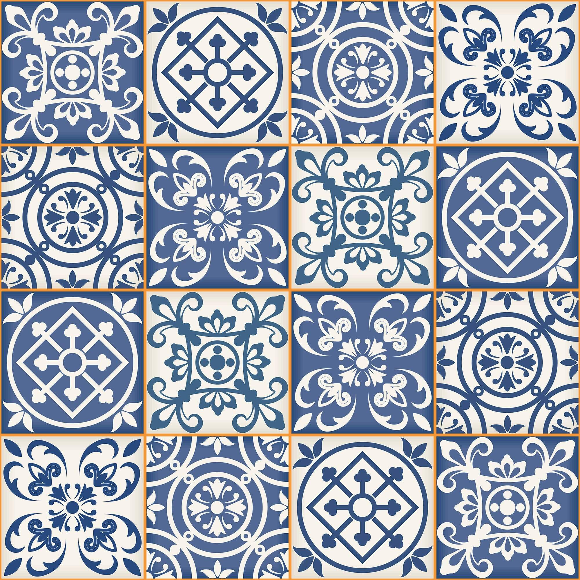 Blue Global Tile Adhesive Peel and Stick Removable Wallpaper - Self-Adhesive Waterproof Wall Decal for Kitchen Backsplash, Bathroom, and Home Decor - Easy to Install & Remove