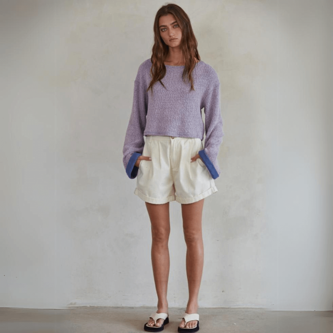 Lavender Jessamine Cropped Pullover - Soft & Stylish Women's Sweater | Made in USA | Perfect for Casual Outings & Layering