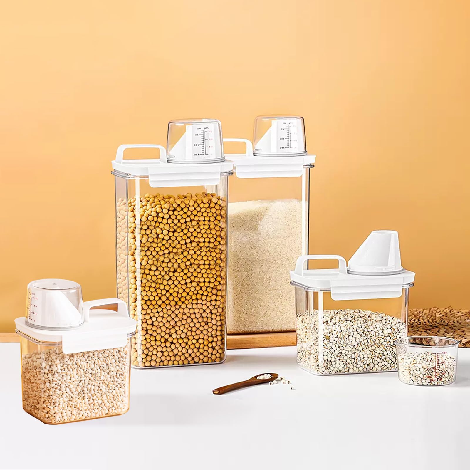 BPA-Free Cereal Storage Containers with Lids - 8-Piece Pantry Organization Set for Cereal, Snacks & Meal Prep | Reusable Food Dispensers for Kitchen & Pantry Organization