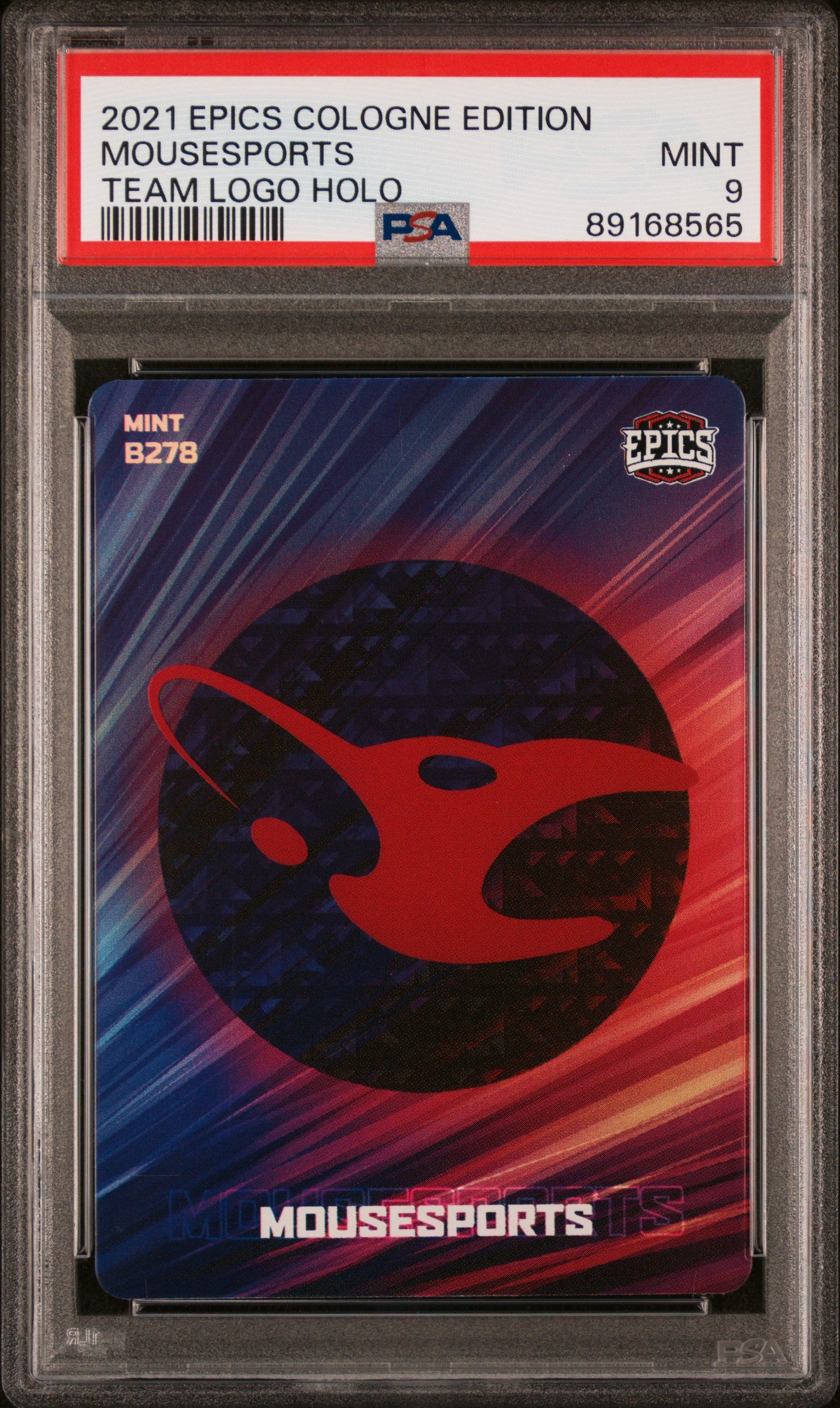 PSA 9 Mousesports #B278 Team Logo Holo 2021 Epics Cologne Edition - Rare CS:GO Collectible for Gaming Fans & Esports Enthusiasts