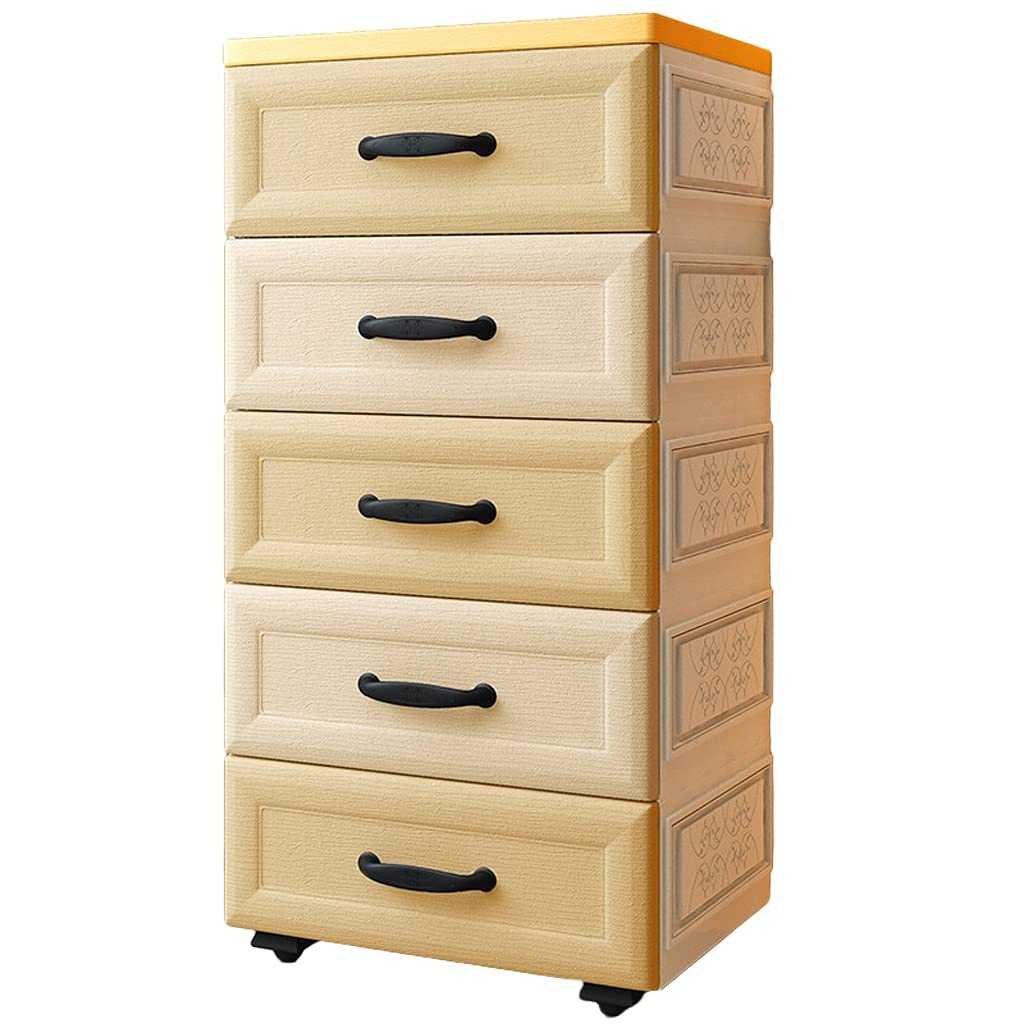 ZHAOSHUNLI 5-Tier Storage Cabinet with Drawers - 37cm Wide Thick Organizer for Clothes, Toys & Home Essentials | Perfect for Bedroom, Kids Room & Office (Khaki) - Space-Saving Solution for Small Spaces & Clutter Control