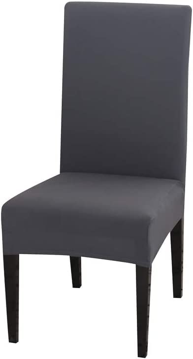 Stretch Dining Chair Covers Set of 6 - Washable Polyester Slipcovers for Kitchen, Hotel & Wedding Chairs - High Back Seat Protectors (Gray) - Perfect for Home Decor, Restaurant Use & Special Events