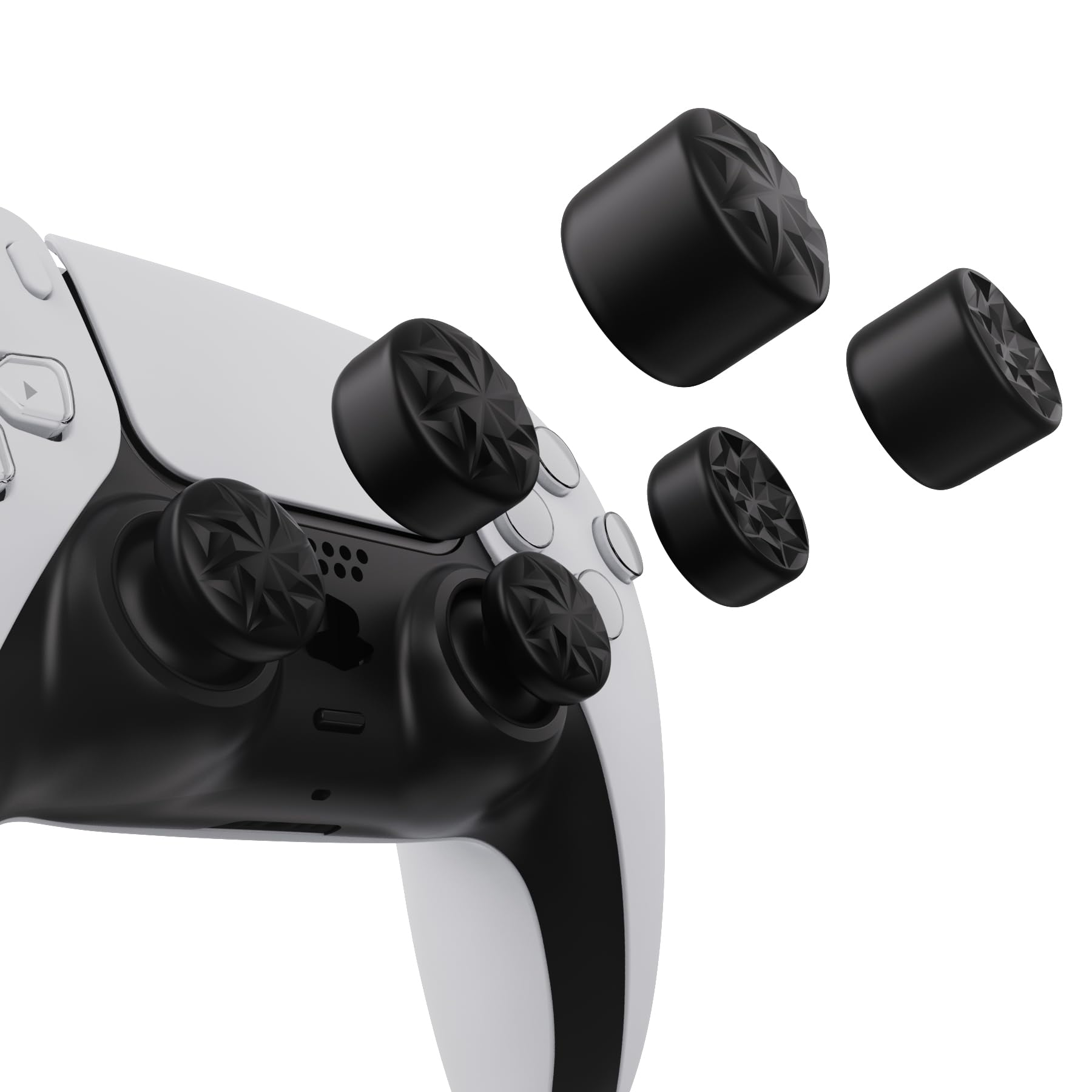 PlayVital PS5 Controller Thumb Grip Caps, Compatible with PS4/Xbox Series X/S/Xbox One/Elite Series 2/Switch Pro Controller - Crystal Clear Protective Joystick Covers (10-Pack, Black) - Perfect for Gaming, Long Sessions & Enhanced Grip