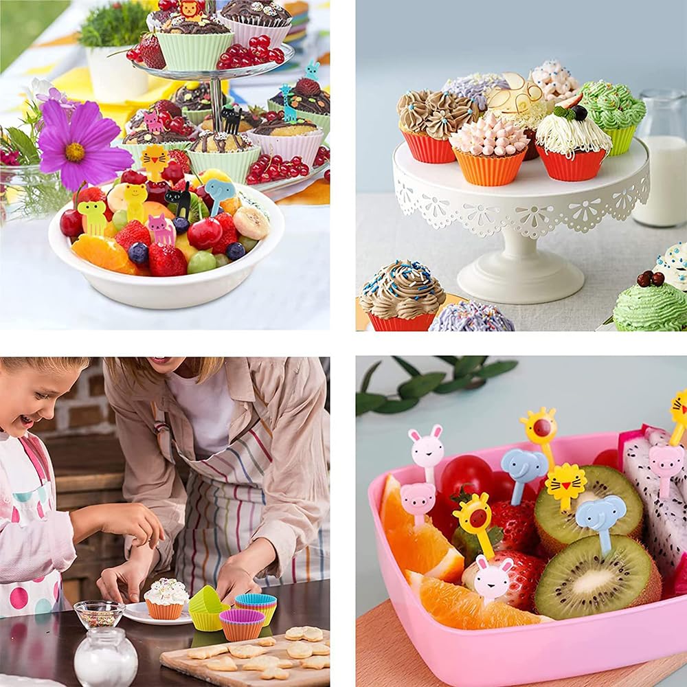 10Pcs Kids Fruit Forks - Cute Animal Mini Forks for Bento Box, Dessert, Cake & Pastry - Perfect for Kids Parties, Snack Time & Lunch Box Accessories