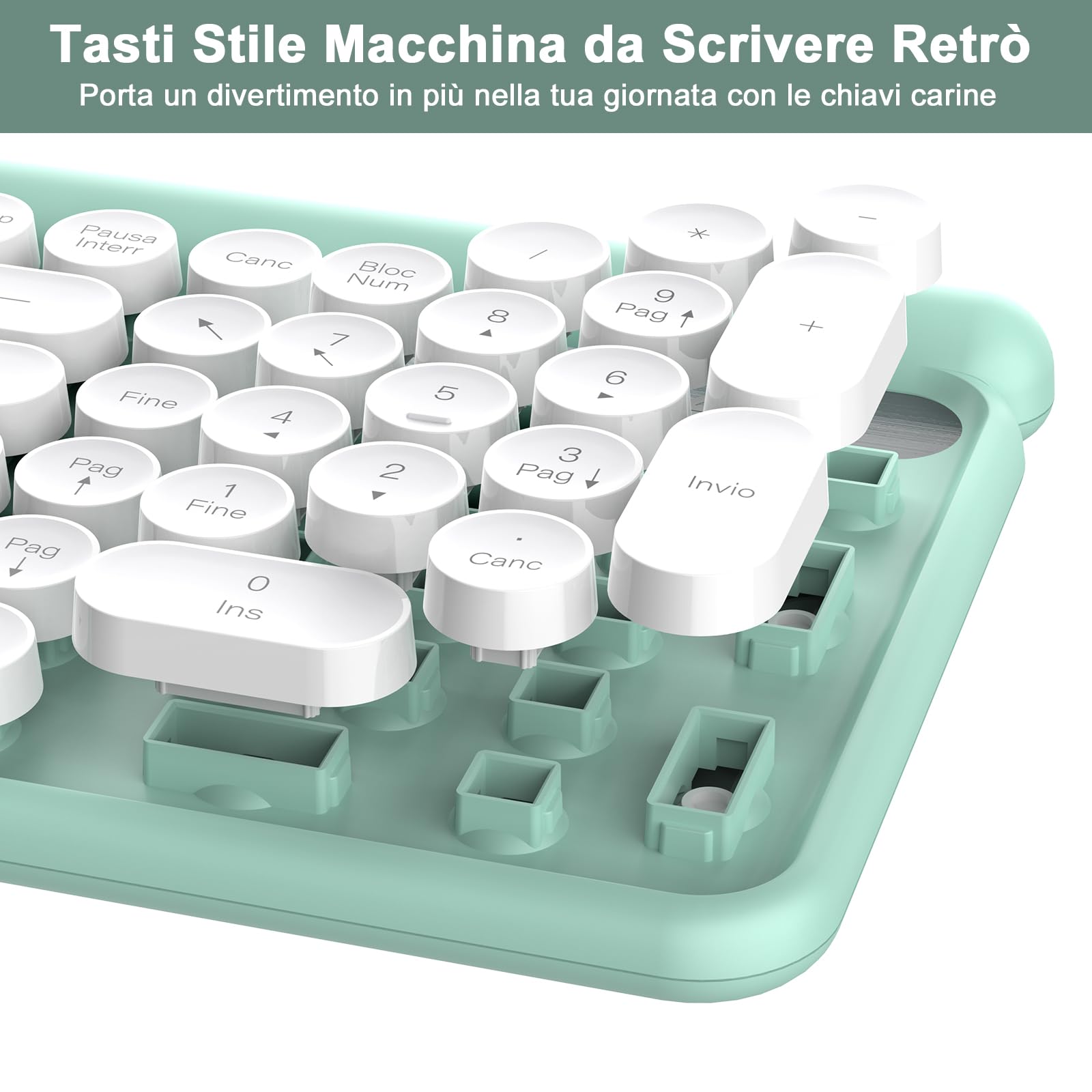RaceGT Wireless Keyboard and Mouse Combo, Silent Wireless Mouse with Numeric Keypad, Italian QWERTY Layout, 2.4GHz USB Receiver, Includes Phone Stand - Perfect for Home Office, Gaming, and Remote Work